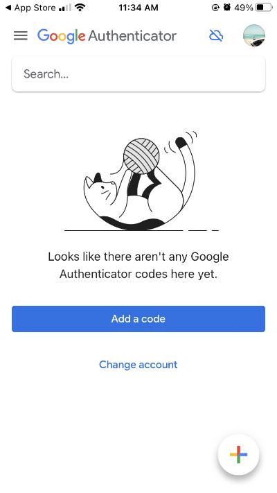 Setting up an account in the Google Authenticator application