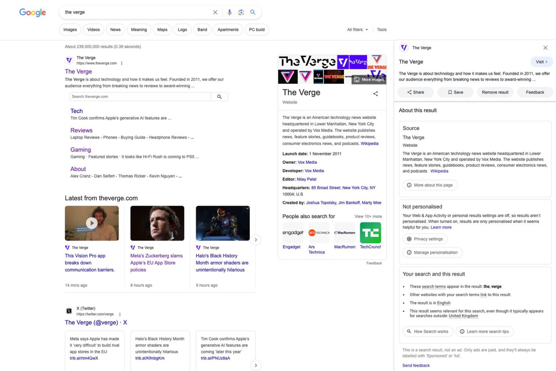 نتایج جست‌وجوی موتور جست‌وجوی گوگل پس از حذف شدن دکمه‌ی Cached