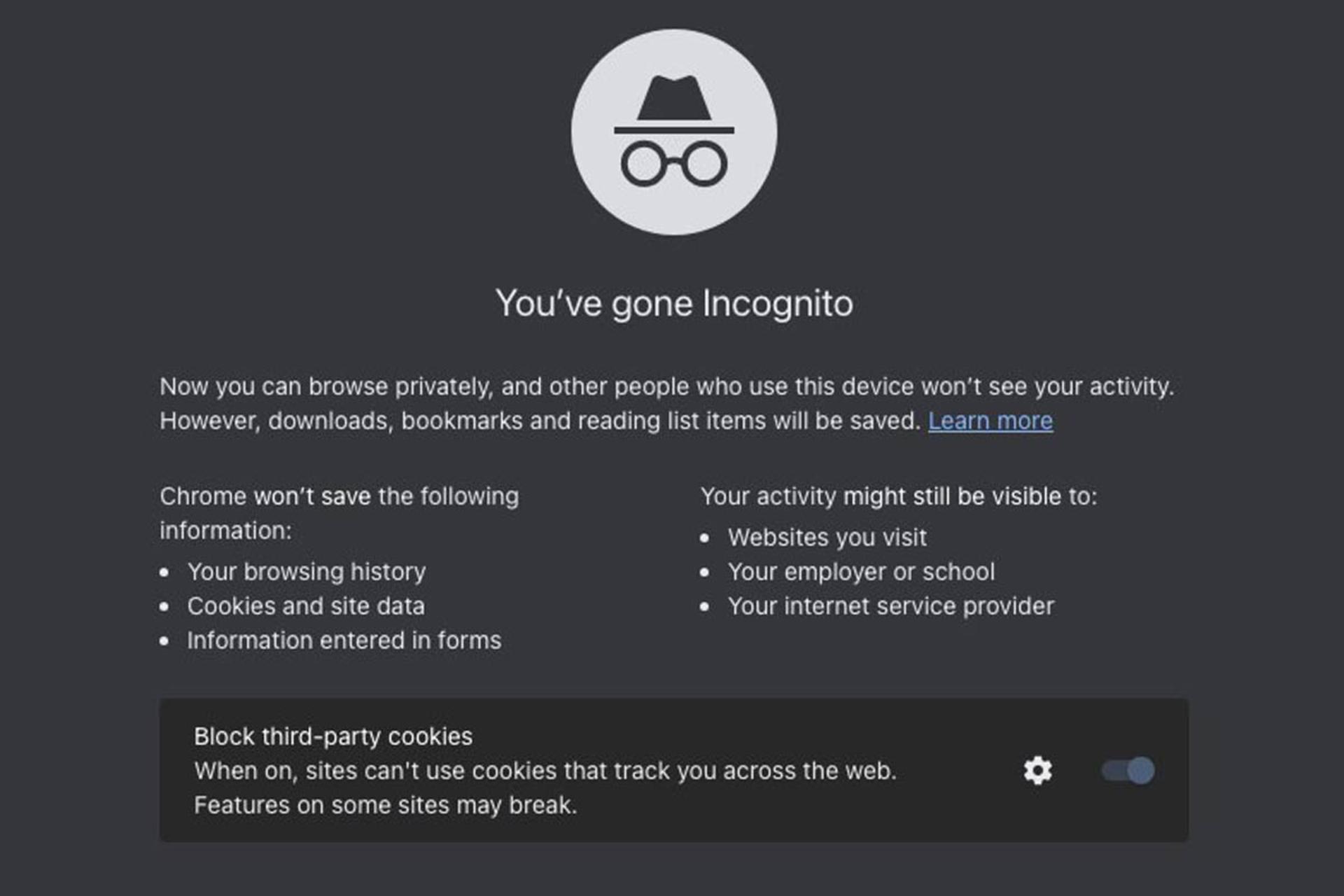 هشدار گوگل کروم برای صفحه‌ی Incognito قبل از آپدیت جدید