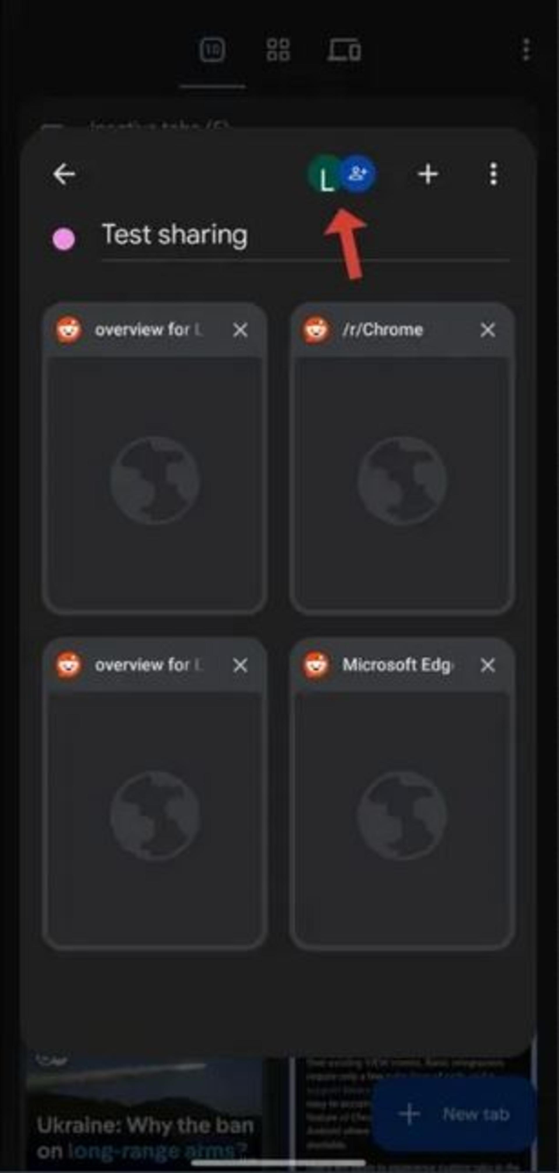 قابلیت اشتراک‌گذاری tab group 