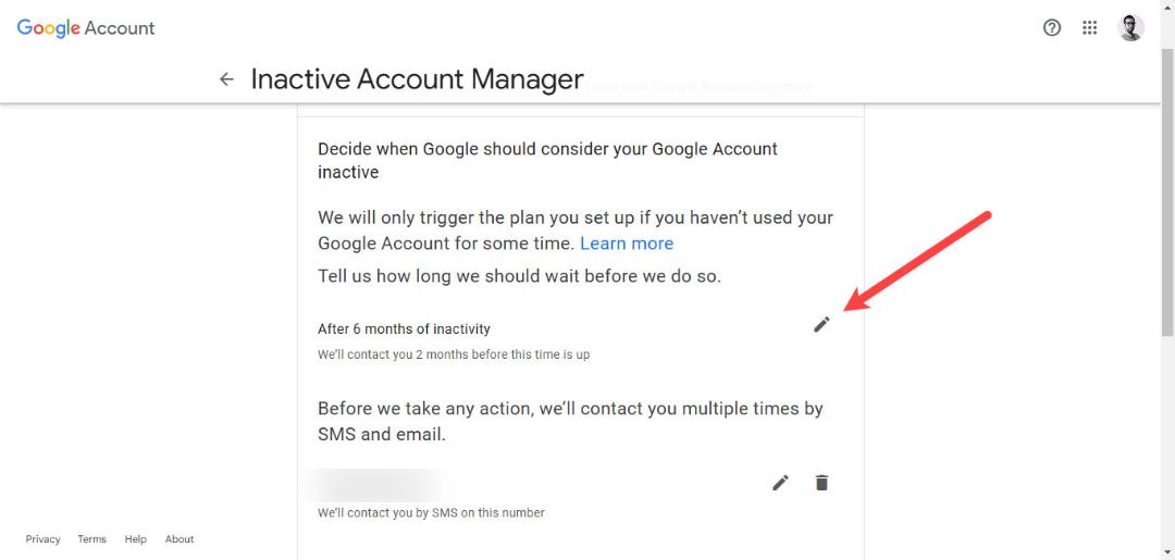تنظیم زمان قابلیت Inactive Account Manager