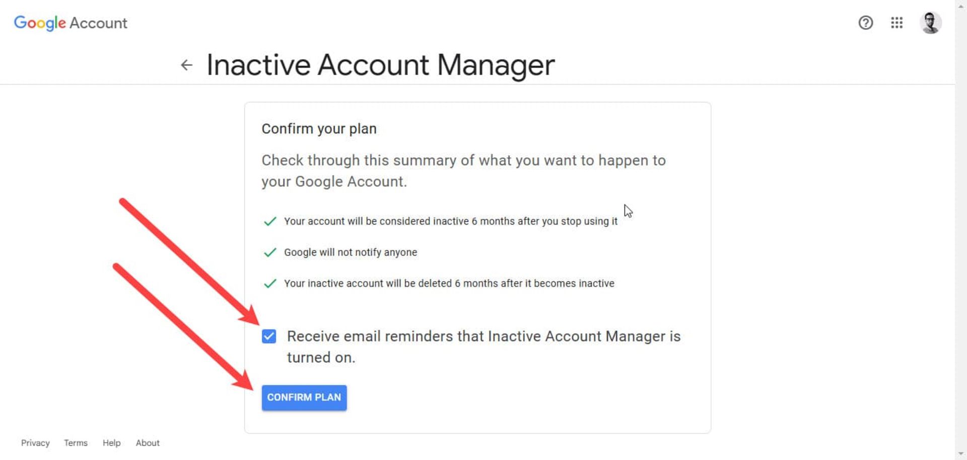 تنظیم قابلیت Inactive Account Manager حساب گوگل