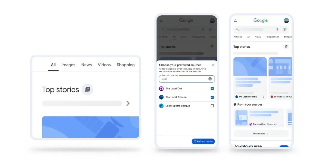 قابلیت Preferred Sources موتور جست‌وجوی گوگل