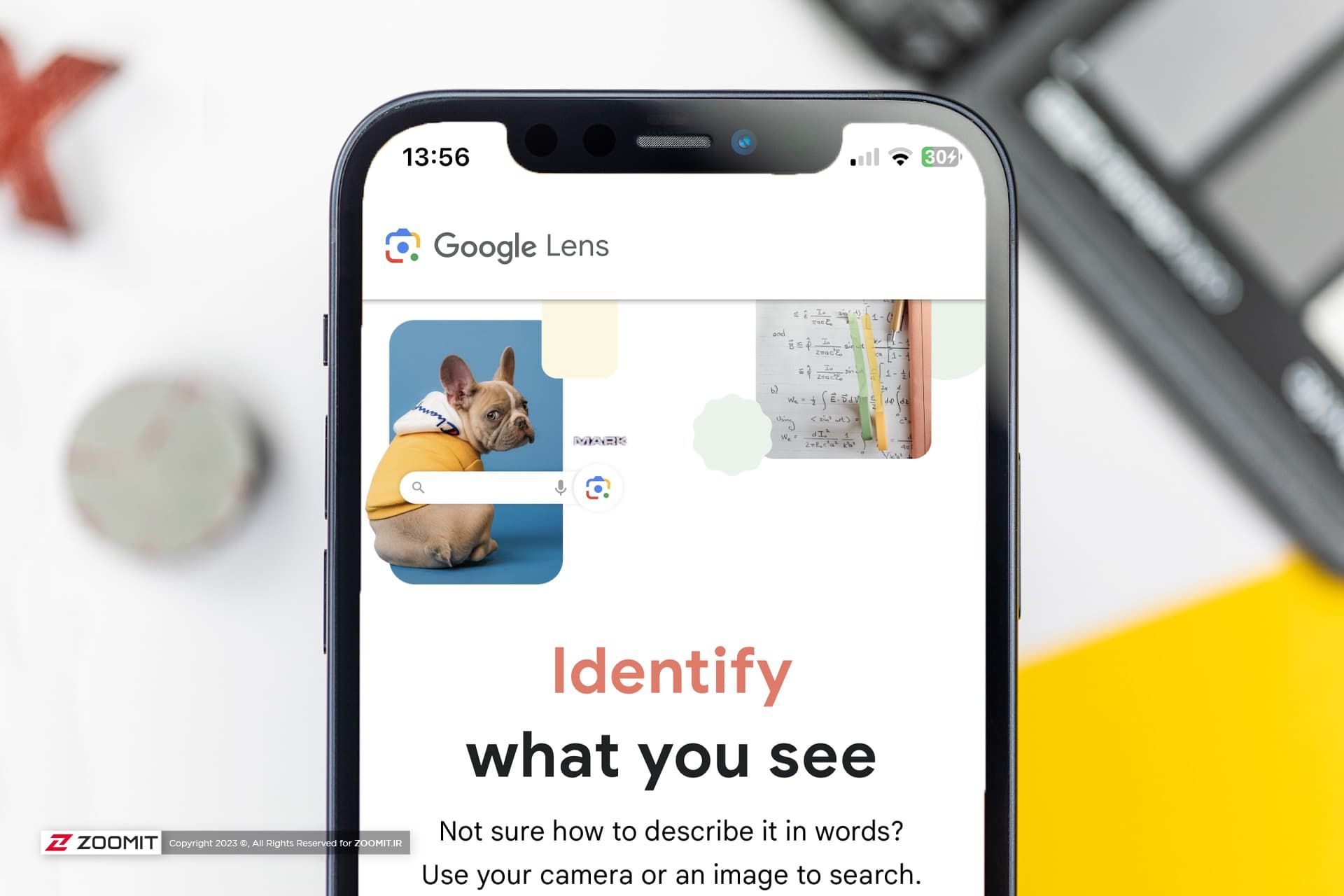 گوگل لنز / Google Lens روی نمایشگر آیفون ۱۲ اپل