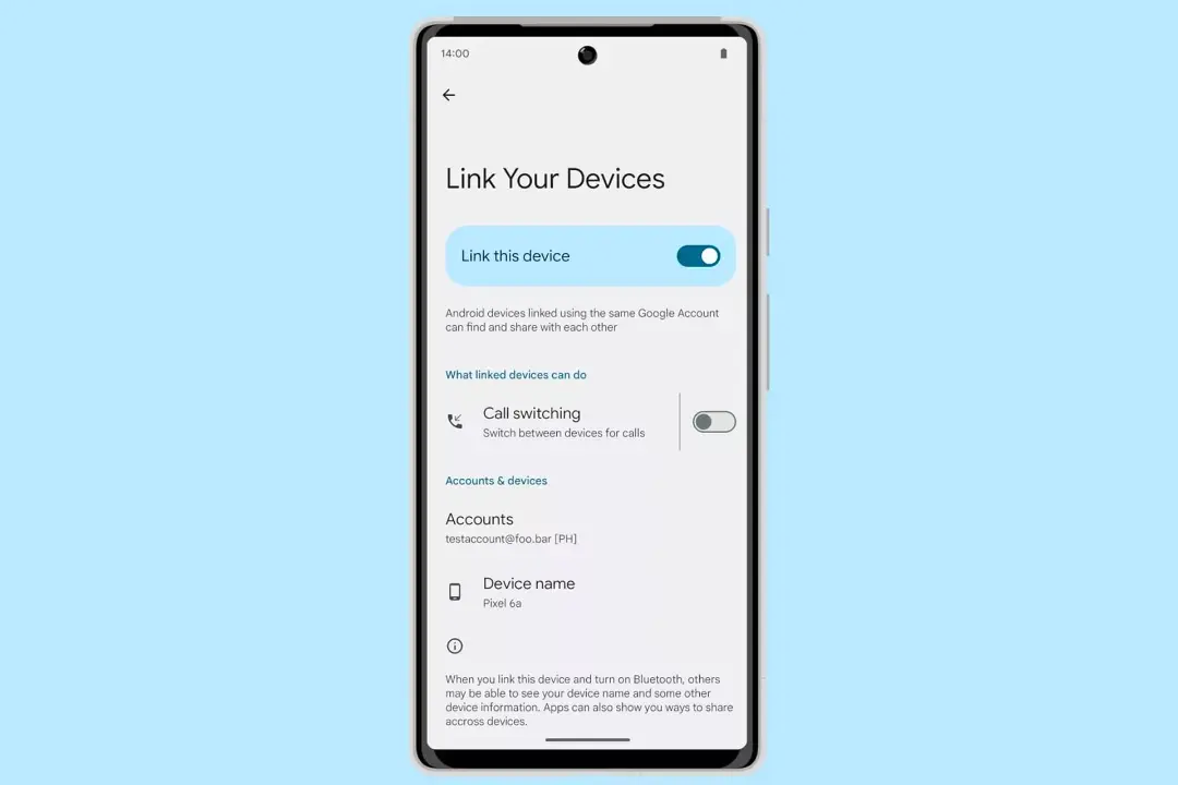 اسکرین شات فاش‌شده از Link Your Devices گوگل اندروید