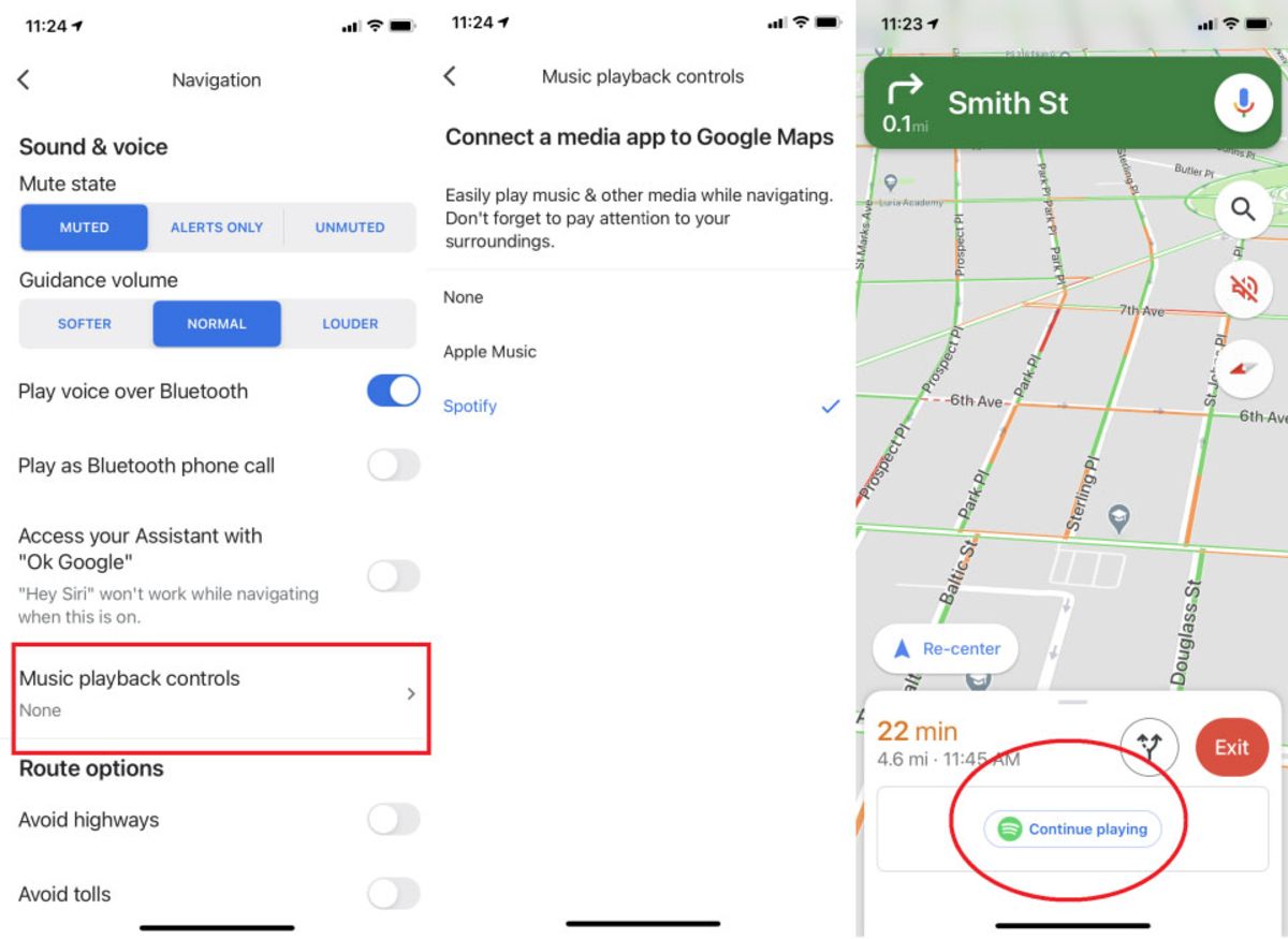 Sync music service with Google Maps