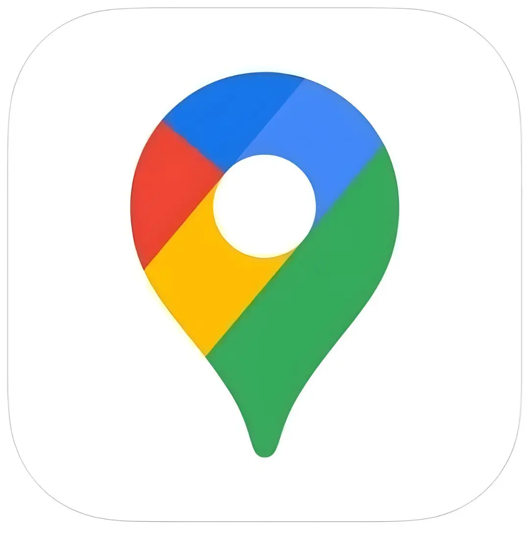 لوگوی اپلیکیشن گوگل مپس (Google Maps) با رنگ‌های چهارگانه در مرکز