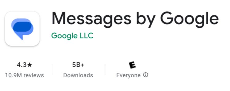 ۵ میلیارد نصب فعال برنامه Google messages در گوگل پلی