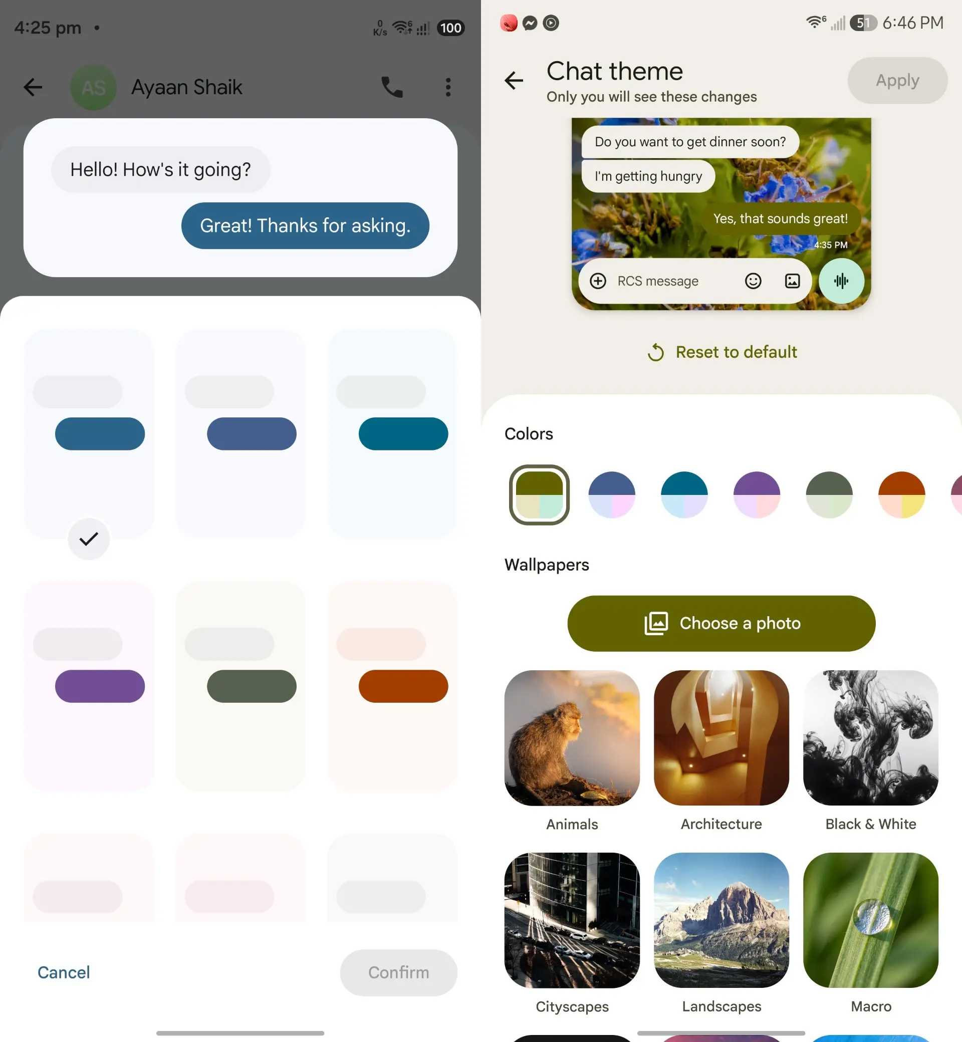 تغییر رنگ صفحه‌ی چت در Google Messages