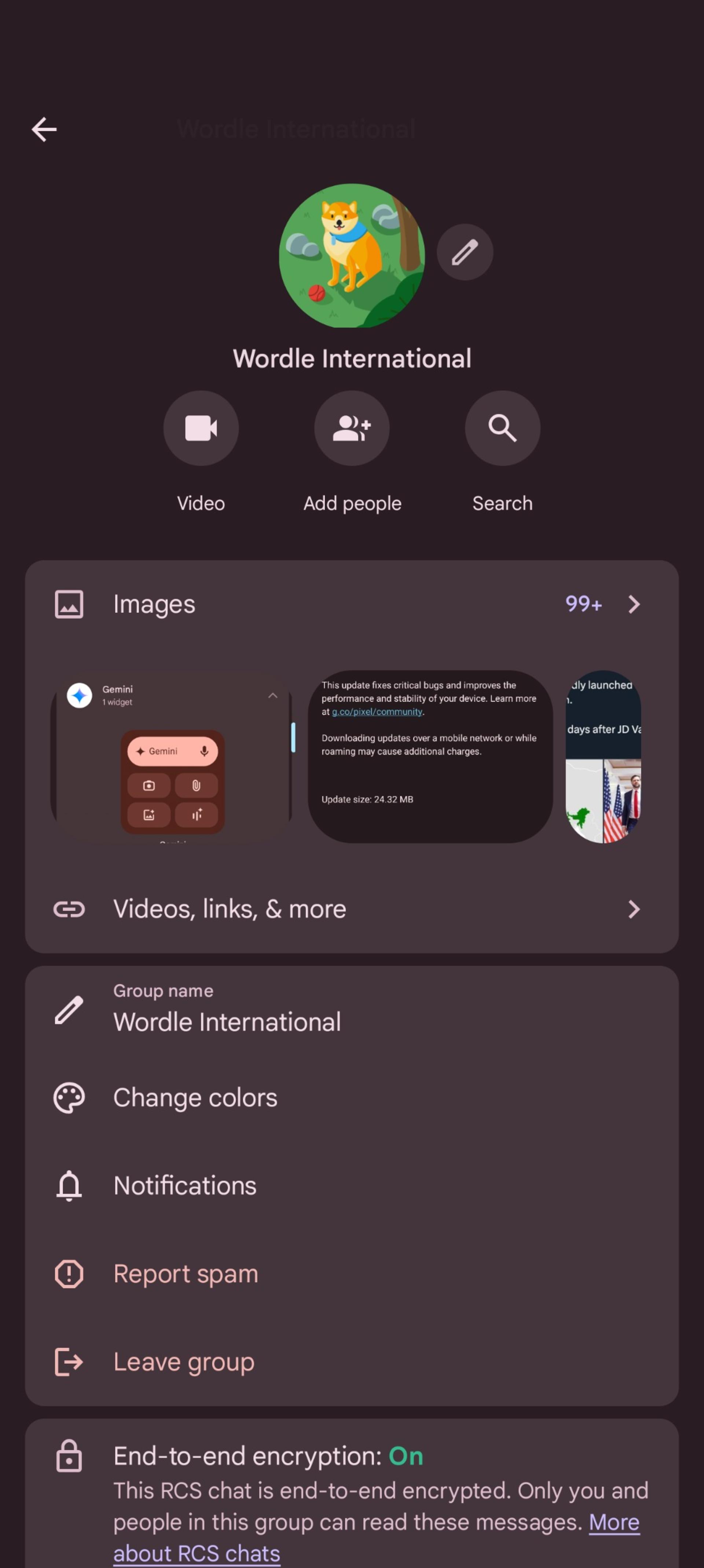 انتخاب عکس دلخواه در چت گروهی گوگل Messages