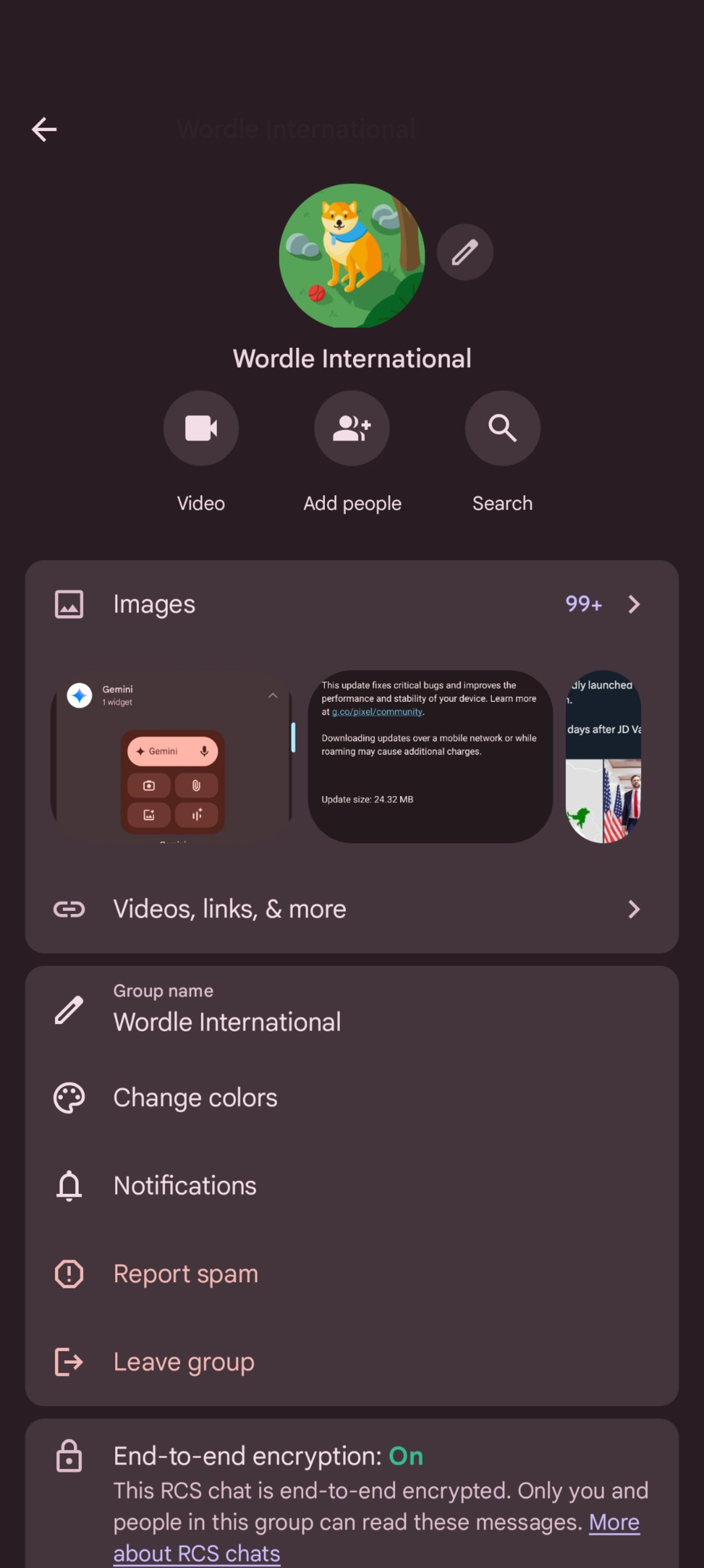 انتخاب عکس دلخواه در چت گروهی گوگل Messages