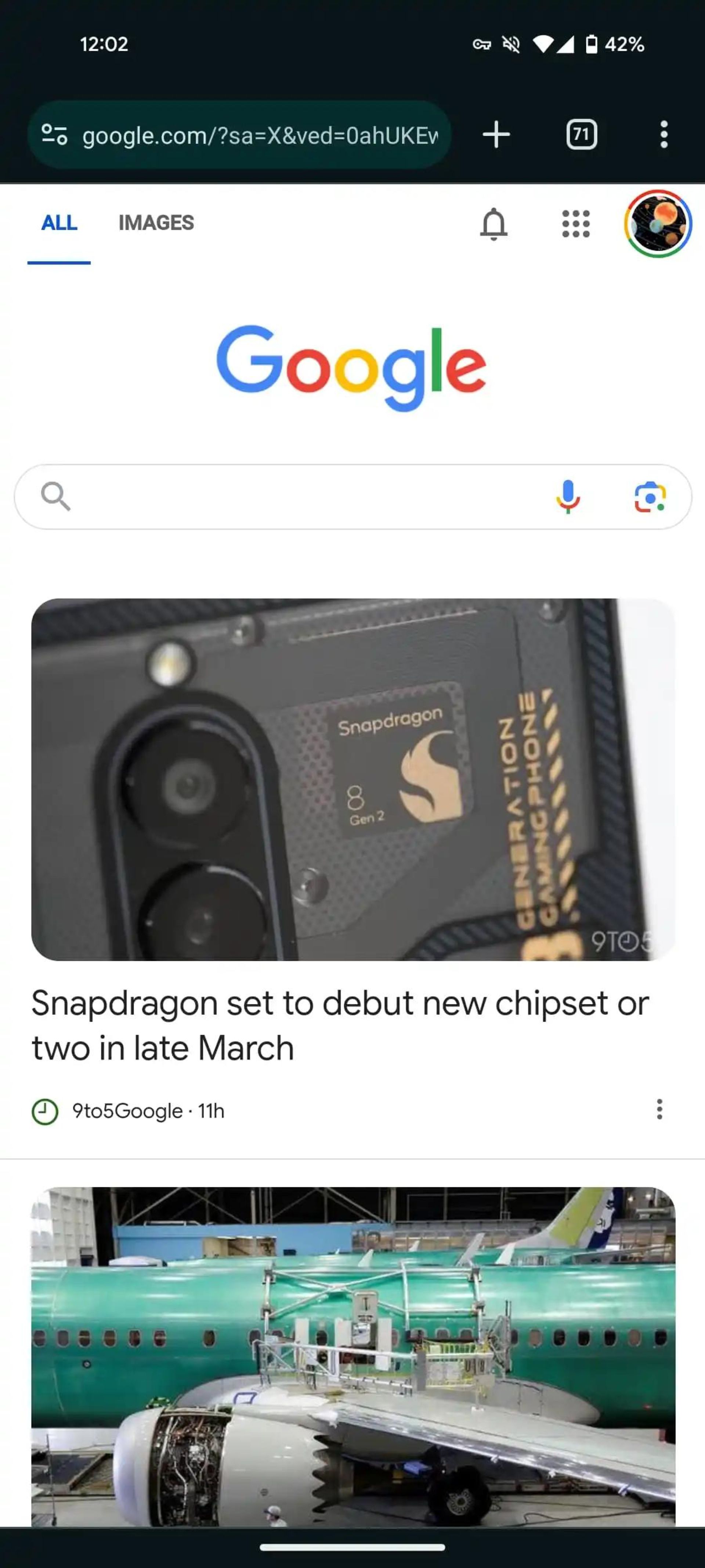 بخش مخصوص اعلان‌ها در نسخه تحت وب موبایلی گوگل