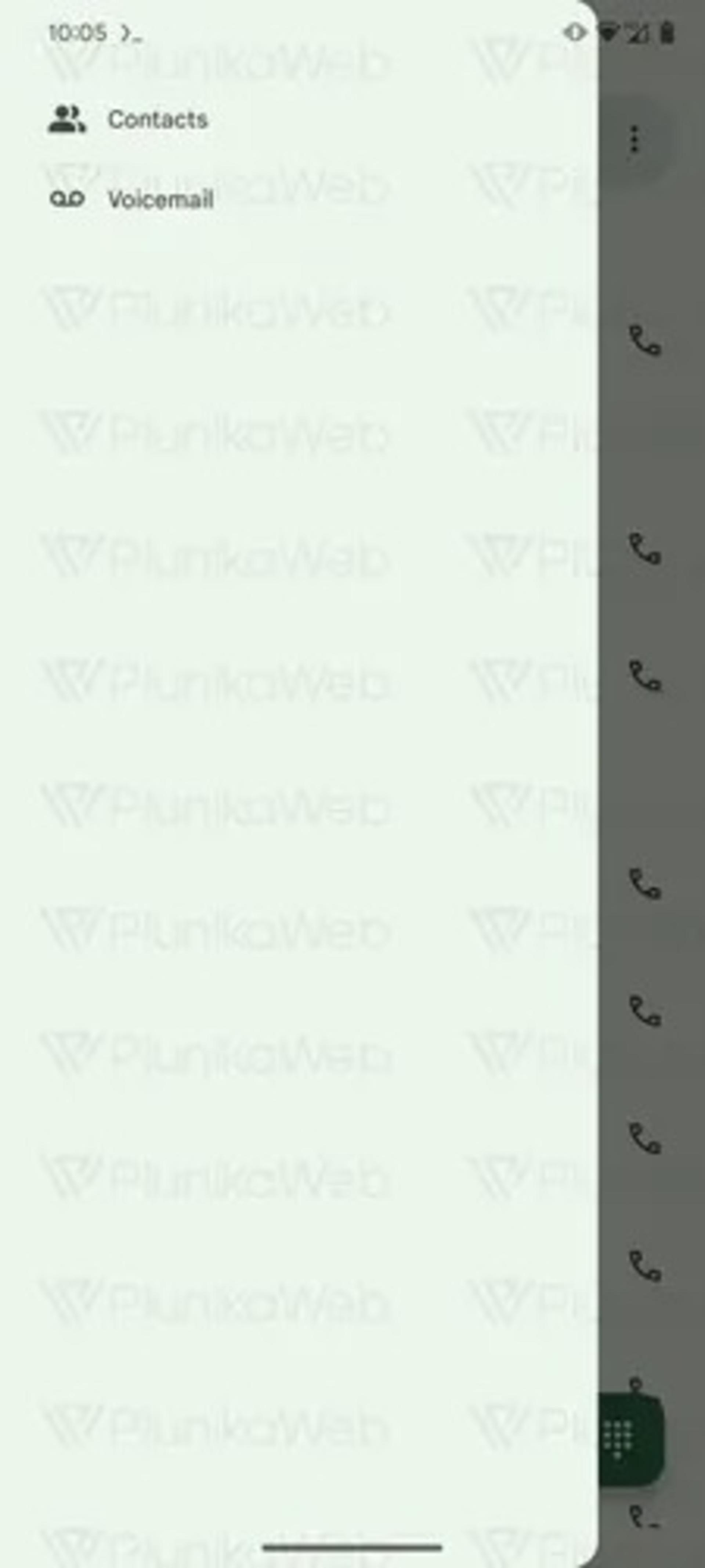 گزینه‌های قرار گرفته در منوی کشویی برنامه‌ی تماس اندروید