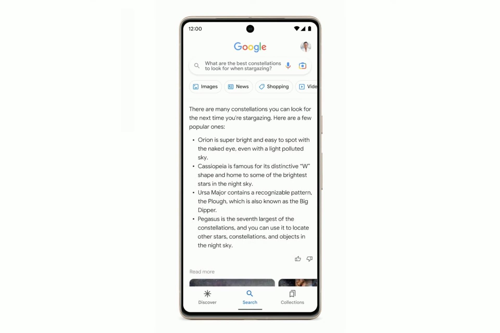 گوشی پیکسل ۷ گوگل در حال نمایش نتایج موتور جستجو