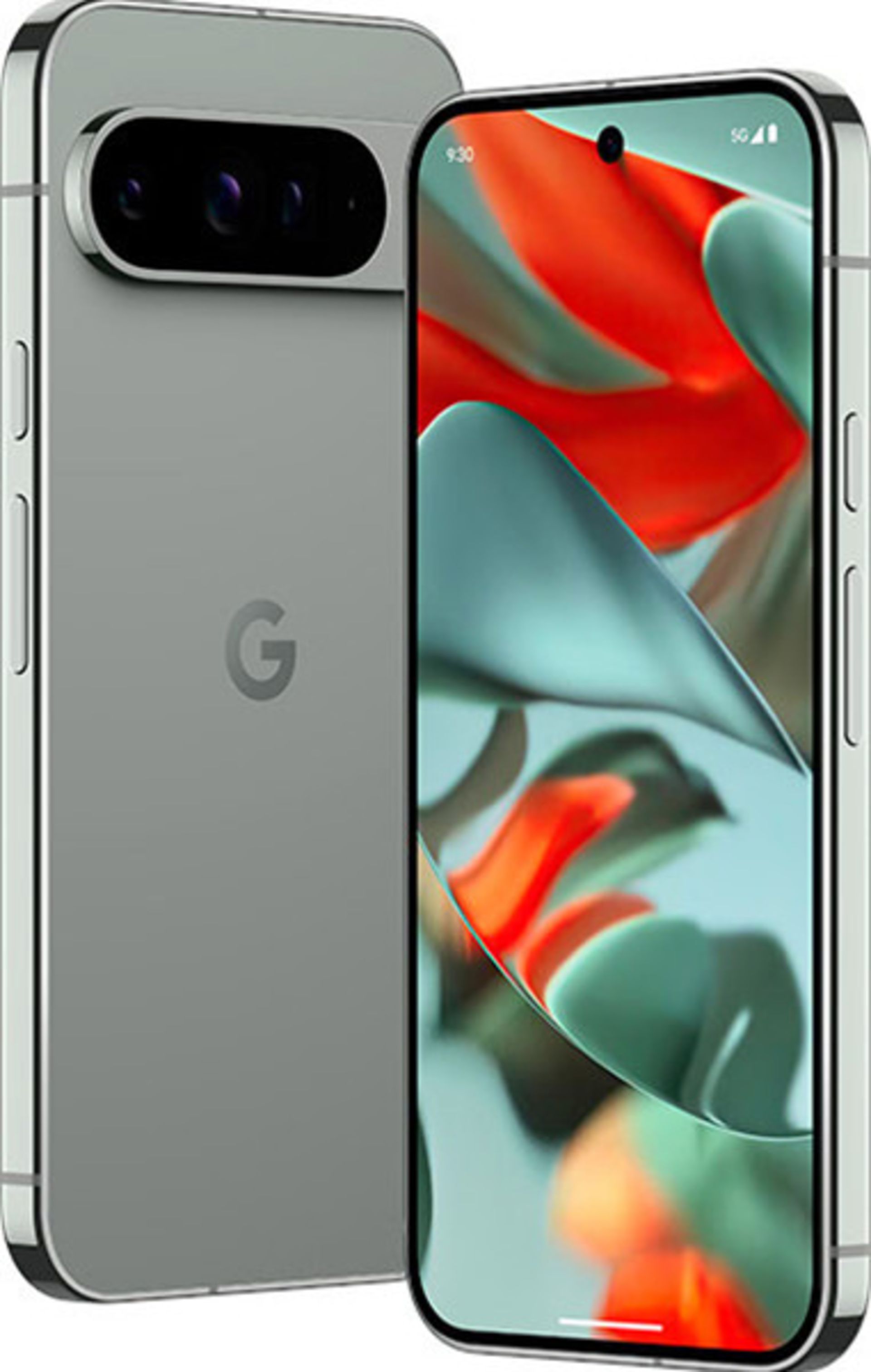 نمای پنل جلویی و پشتی گوشی گوگل مدل پیکسل ۹ پرو در رنگ خاکستری