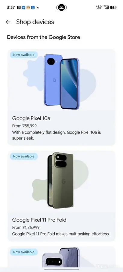 گوشی‌های گوگل پیکسل (Google Pixel) مدل 10a و 11 Pro Fold در فروشگاه گوگل