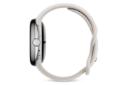 نمای جانبی ساعت هوشمند پیکسل واچ 3 گوگل نسخه 41 میلی‌متری نقره ای با بند کرم / Google Pixel Watch 3 41mm