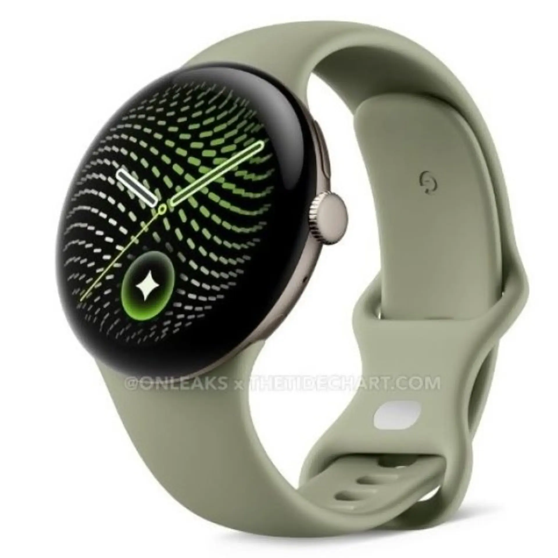 ساعت هوشمند پیکسل واچ ۵ (Pixel Watch 5) با بند سیلیکونی سبز