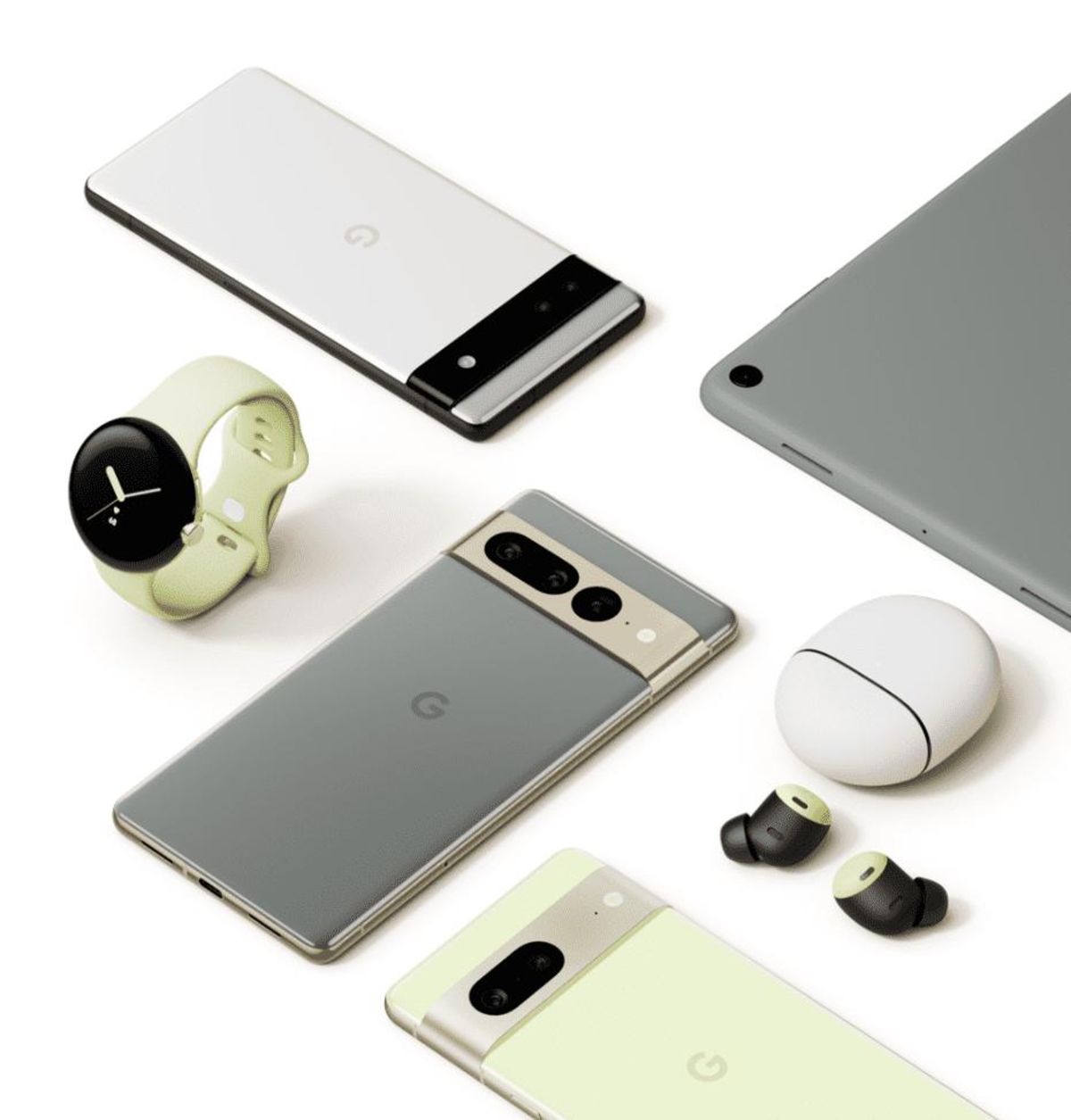 Phone, tablet, headphones and Google watch