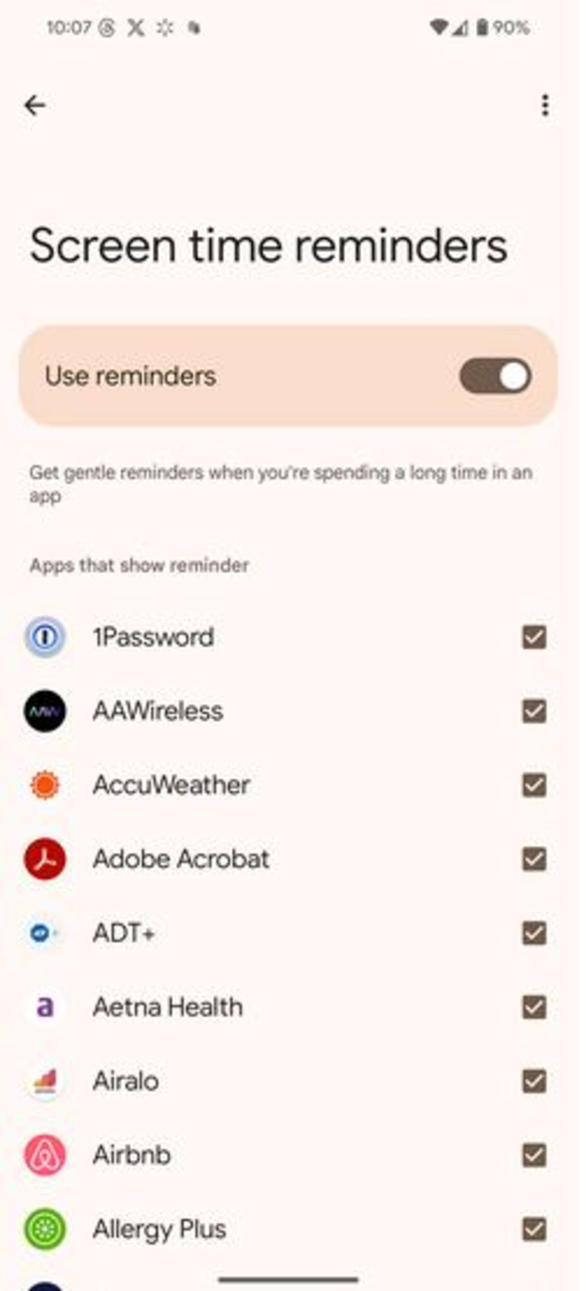 غیرفعالسازی قابلیت screen time reminders