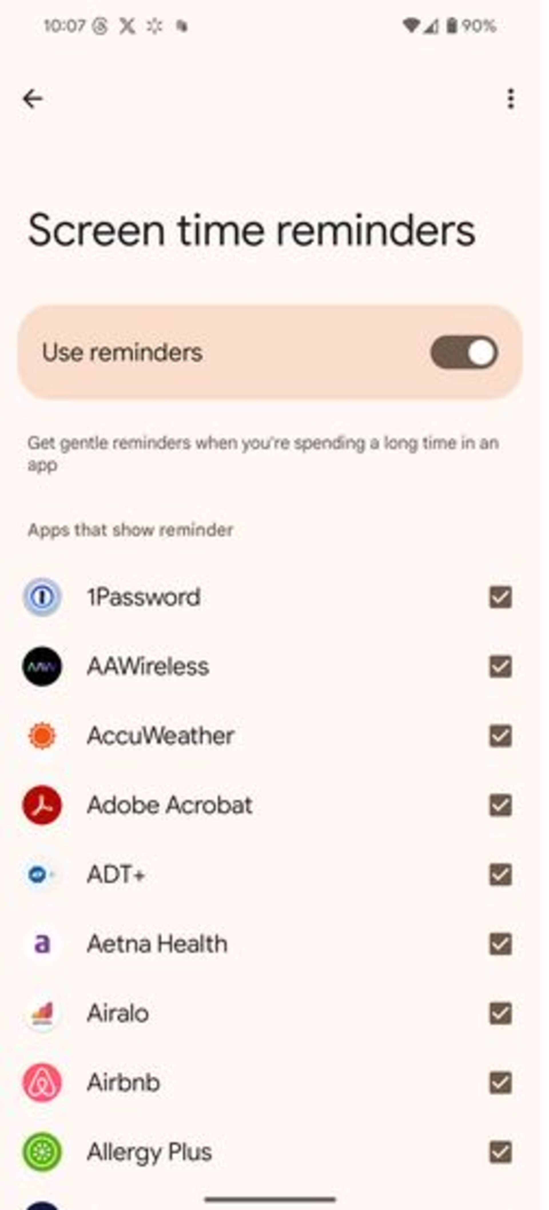 غیرفعالسازی قابلیت screen time reminders