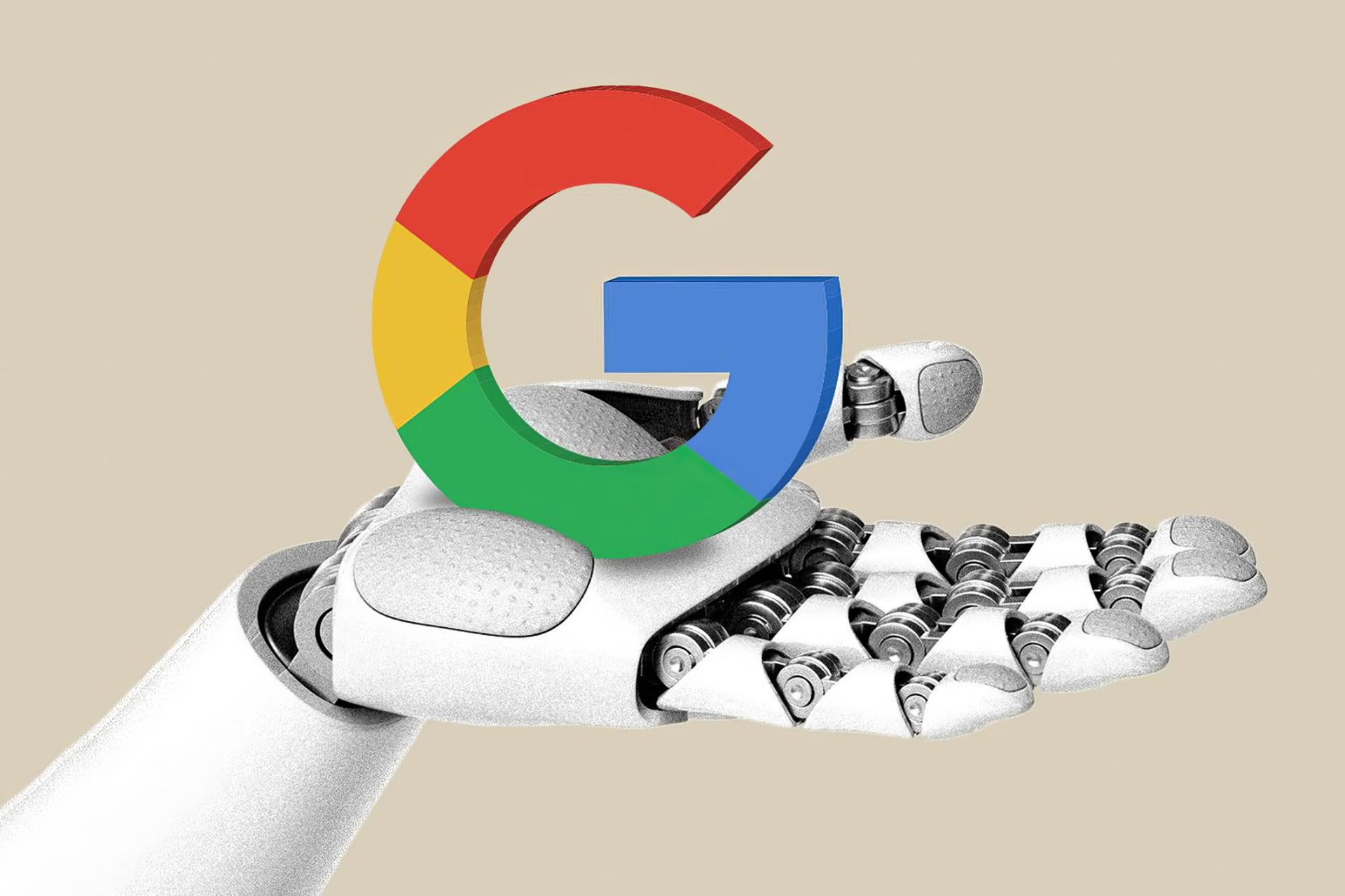 لوگوی گوگل در دست ربات