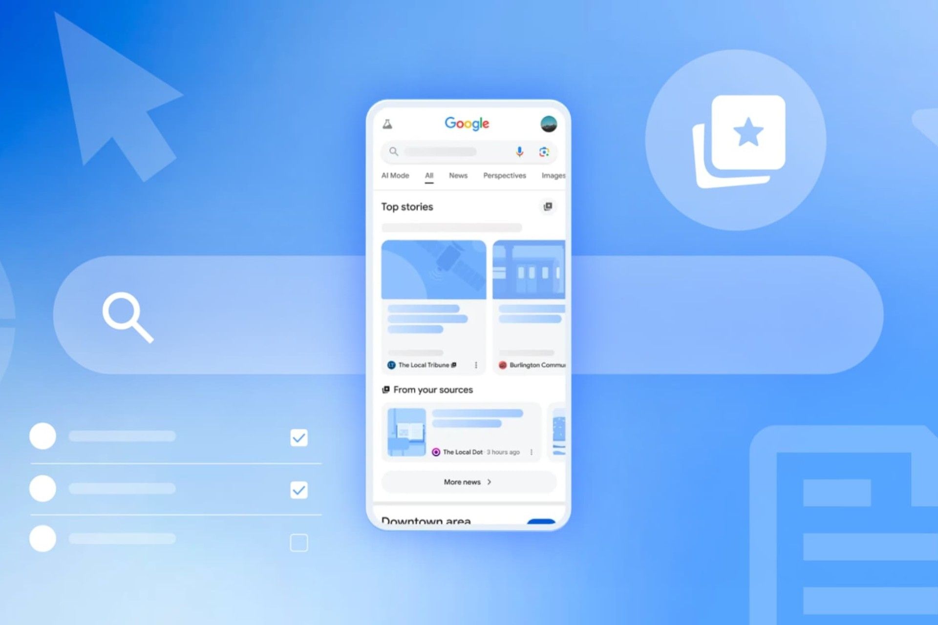 نمای گرافیکی از قابلیت AI Mode گوگل