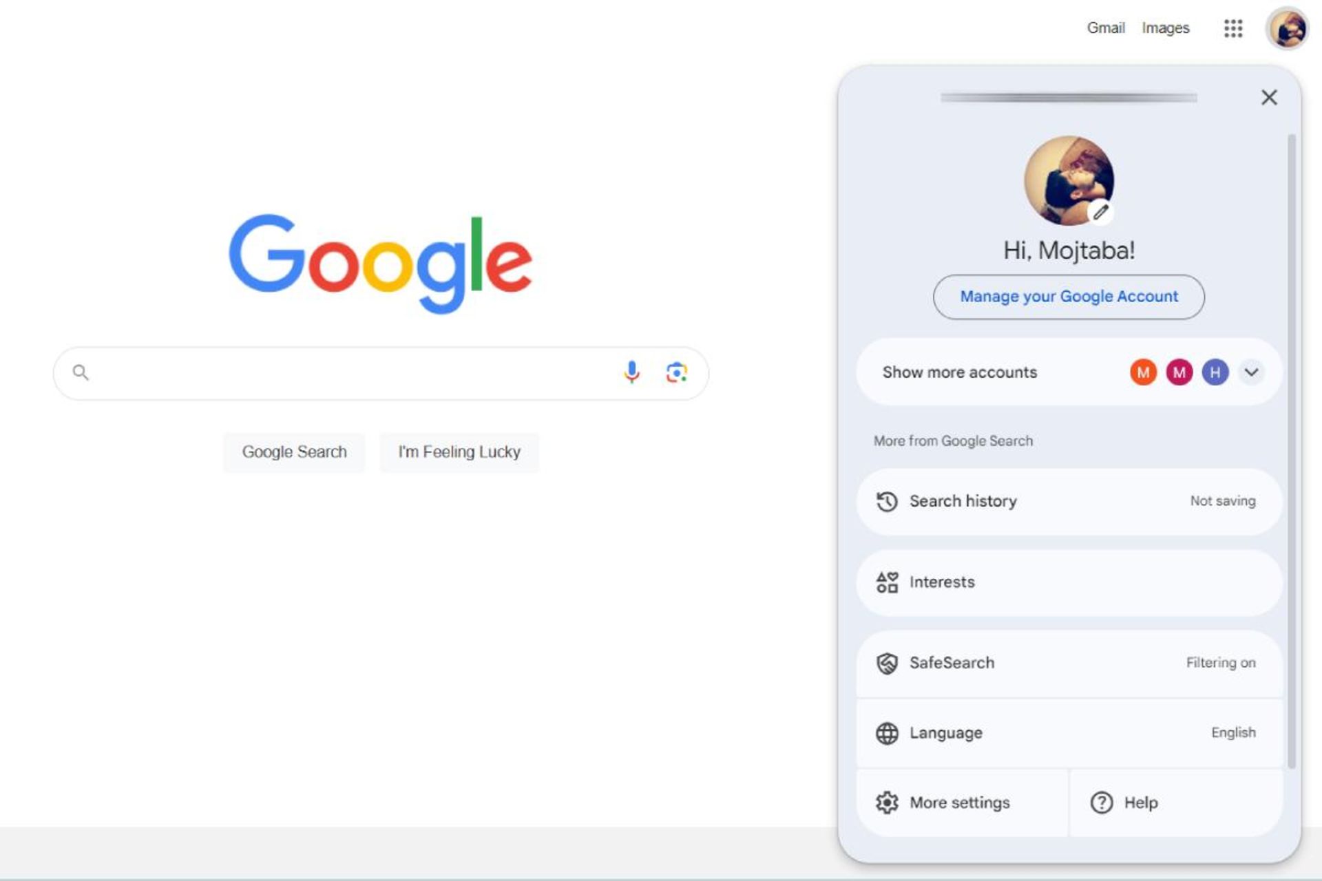 ‌منوی جدید تنظیمات جستجوی وب گوگل