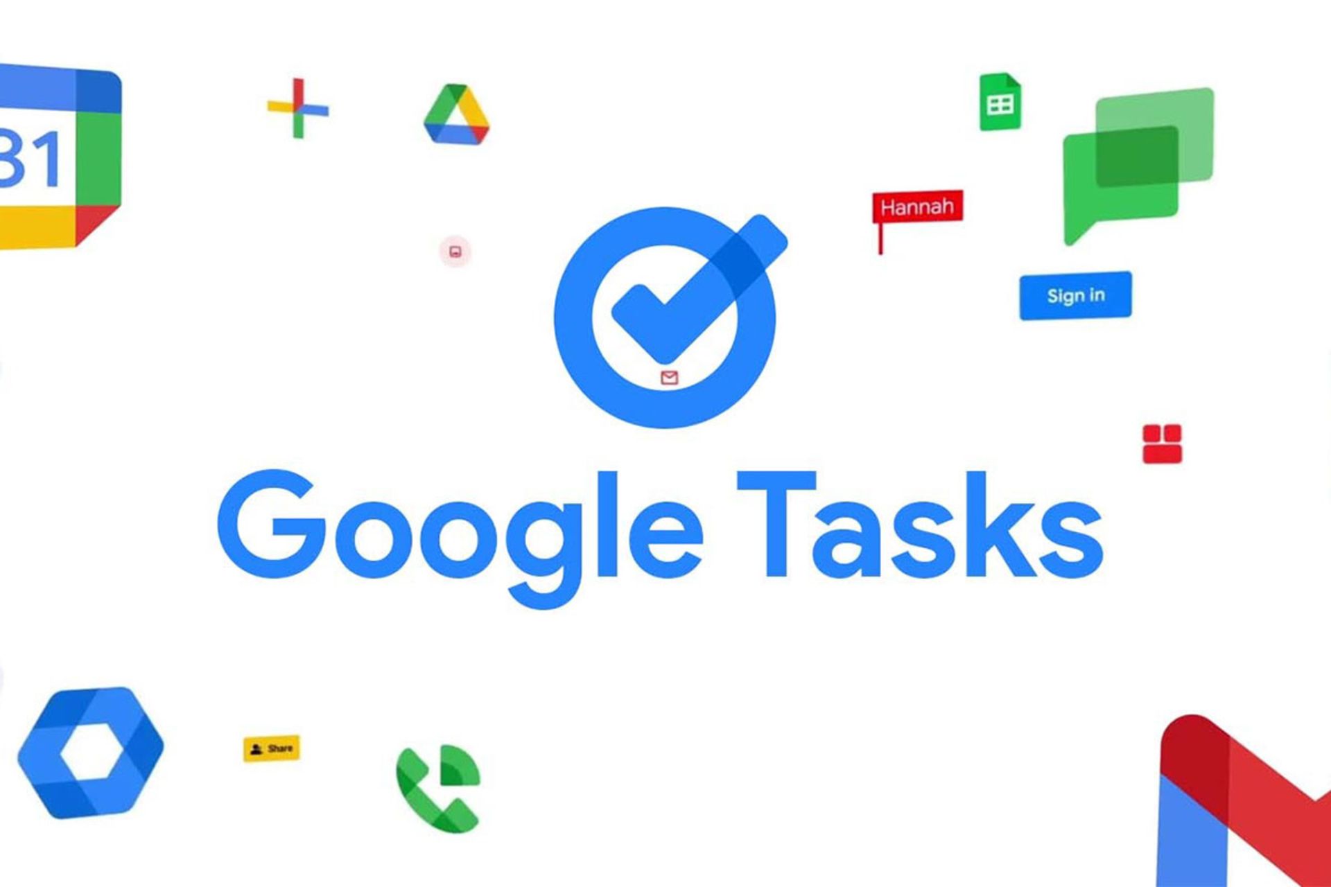 لوگو Google Tasks در کنار لوگو جیمیل و Calandar