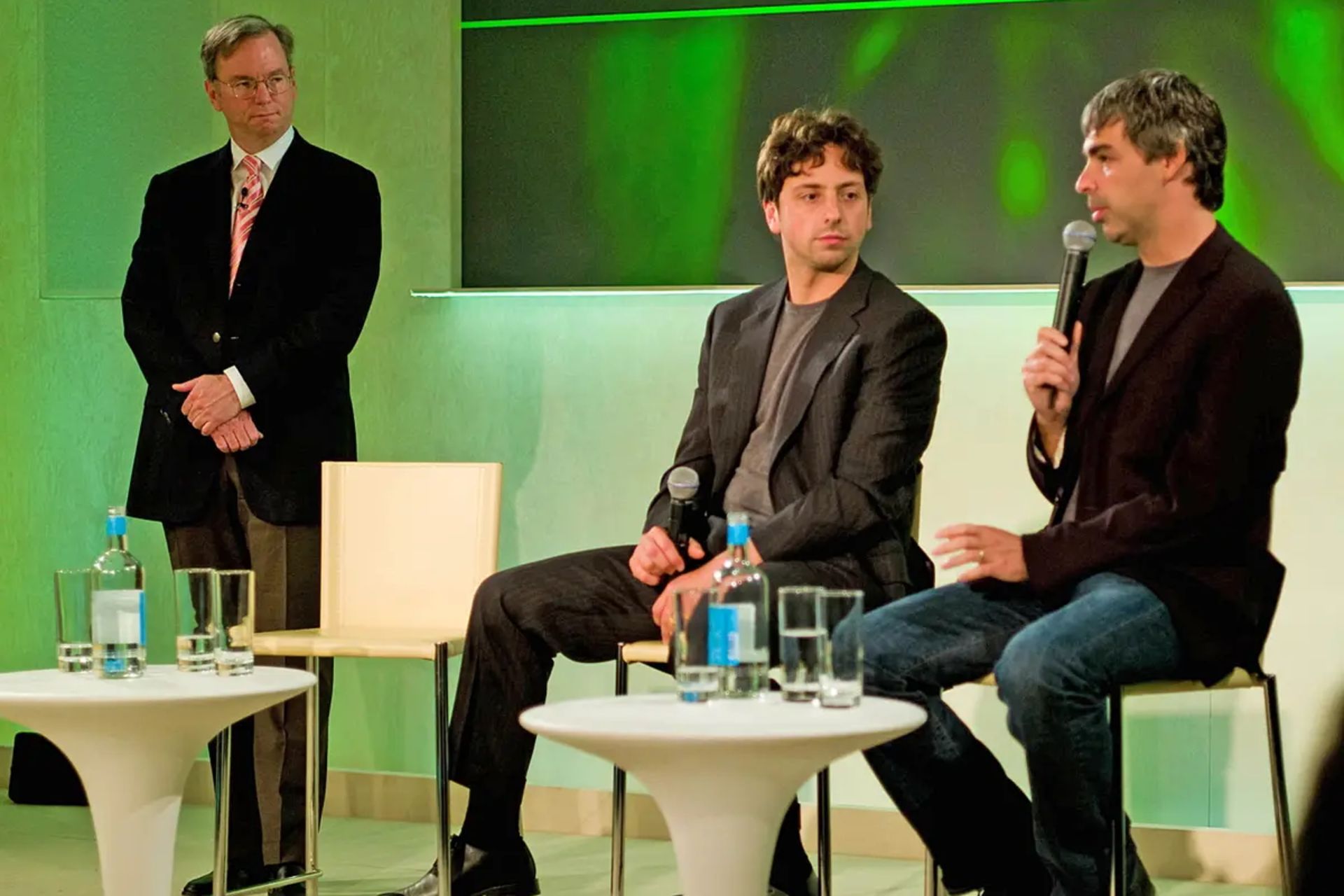 Larry Page, Sergey Brin and Eric Schmidt