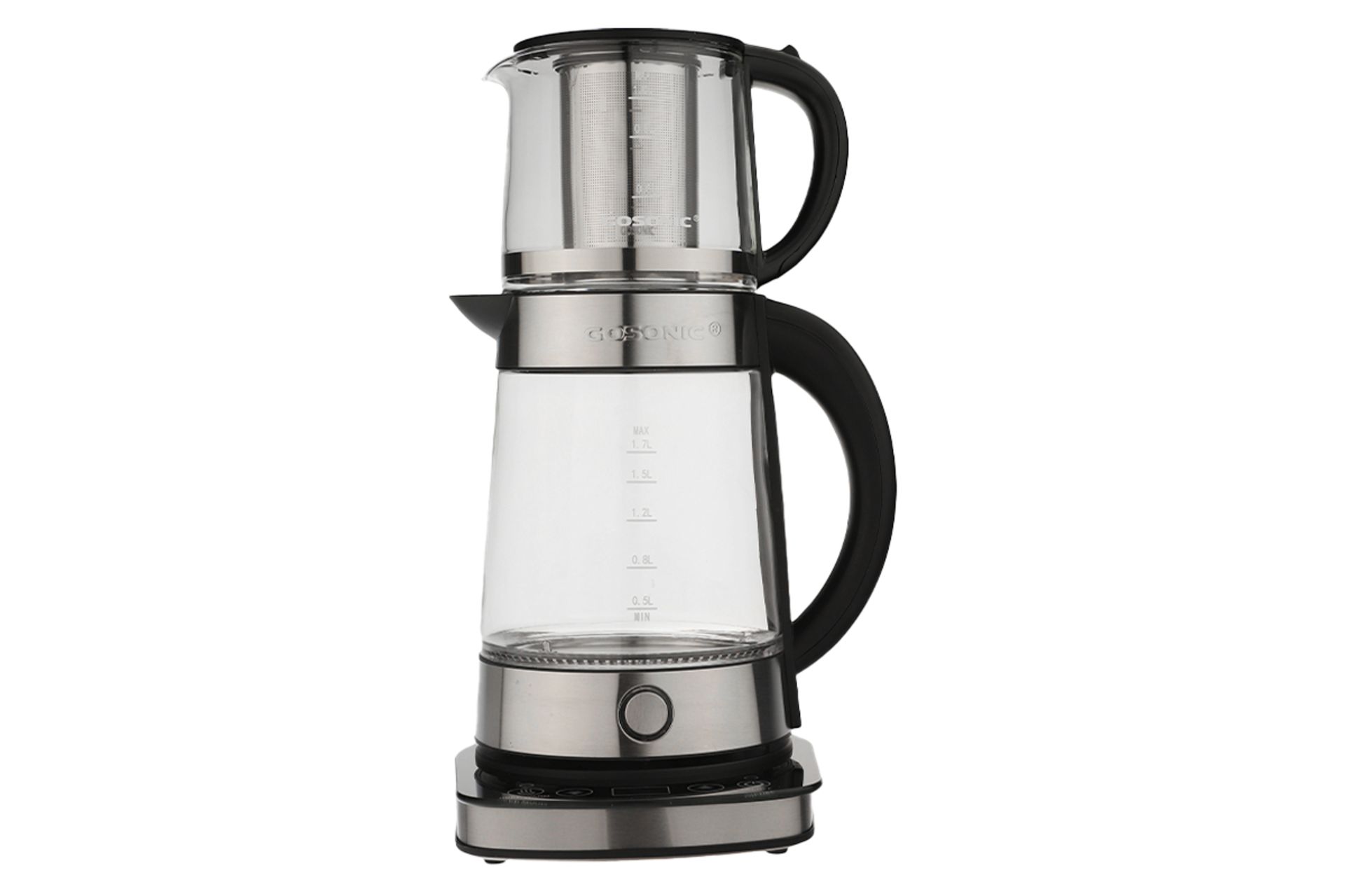 نمای کلی چای ساز گوسونیک GST-769 با نمایش قوری و کتری