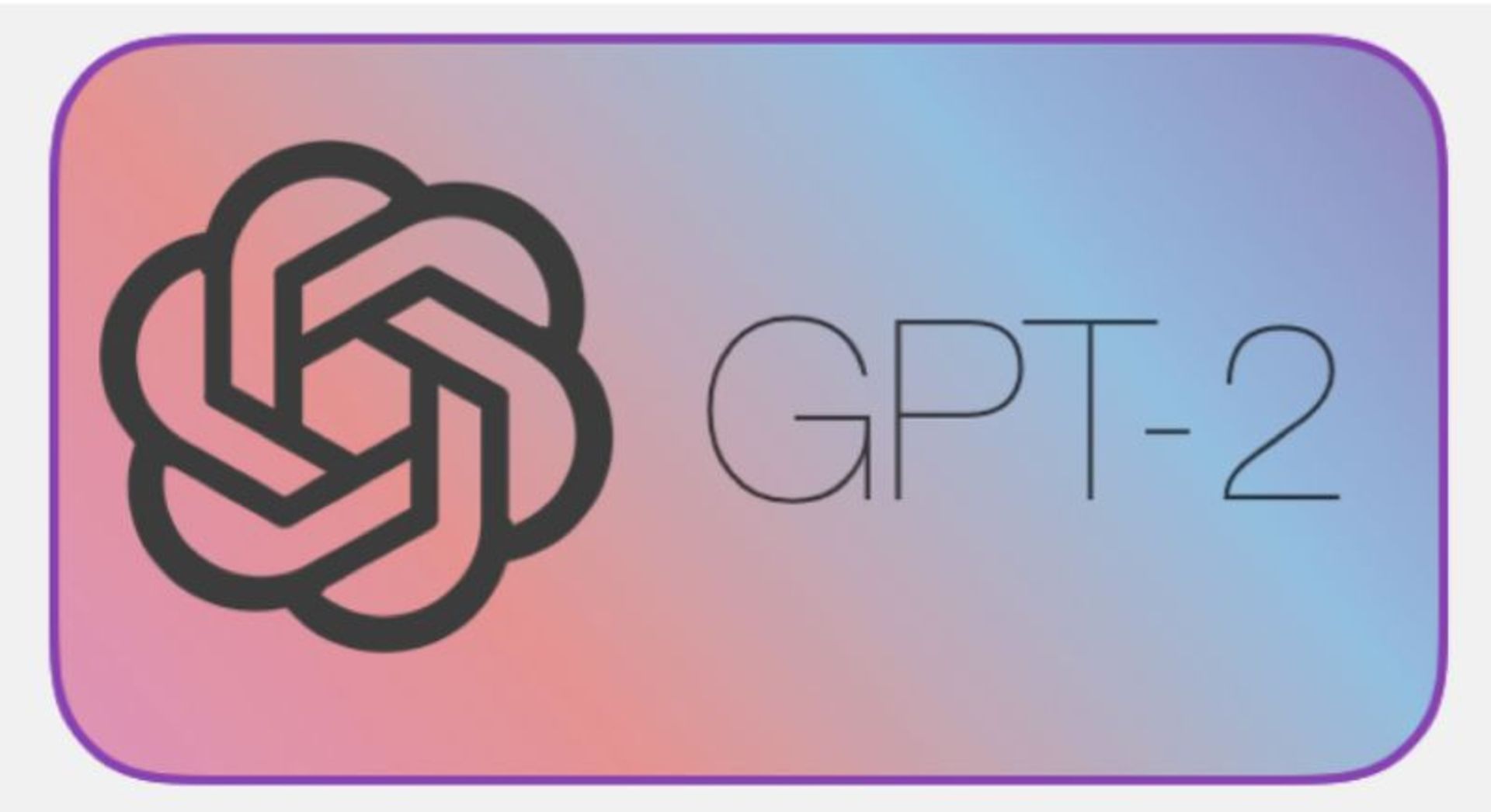 نماد شرکت OpenAI درکنار نام GPT-2 با زمینه سایه دار صورتی و آبی