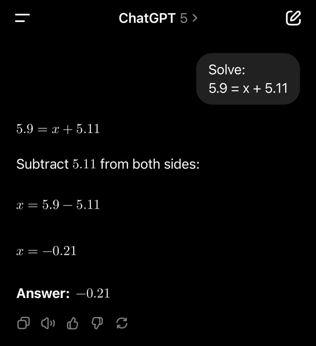 پاسخ اشتباه GPT-5 به سوال ساده ریاضی