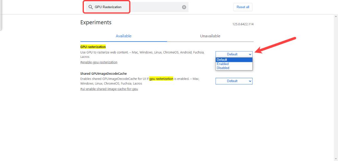 محیط تنظیمات گوگل کروم فعال کردن GPU Rasterization