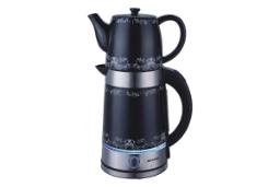 نمای کلی چای ساز گرند GR-3090 با نمایش قوری و کتری