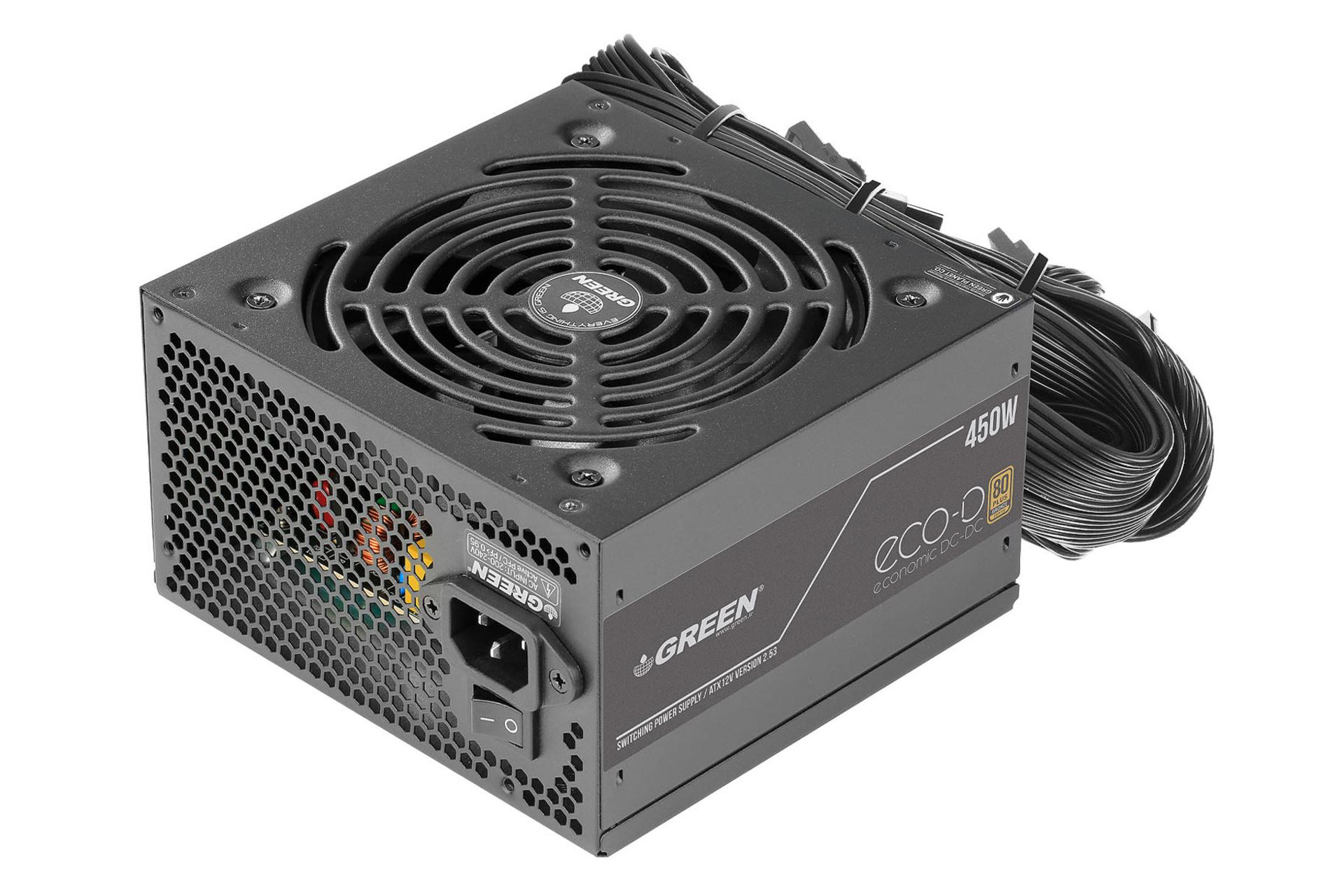 ابعاد و اندازه پاور کامپیوتر گرین GP450A-ECO D با توان 450 وات