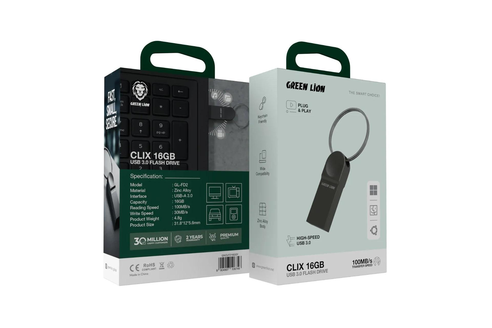 جعبه فلش مموری گرین لاین Green Lion Clix 16GB USB 3.0