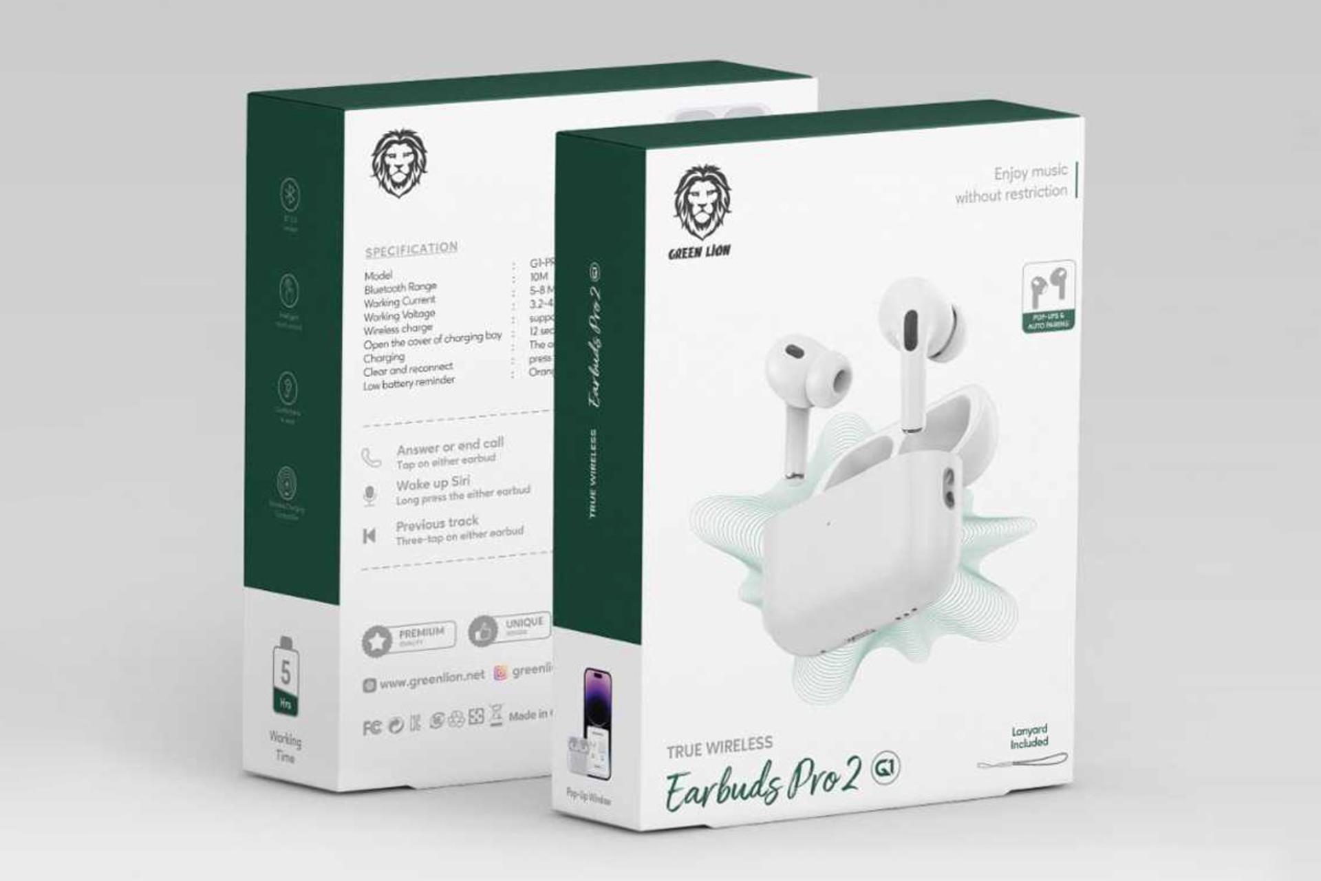 جعبه ایرباد بی سیم گرین لاین Green Lion Earbuds Pro 2-G1
