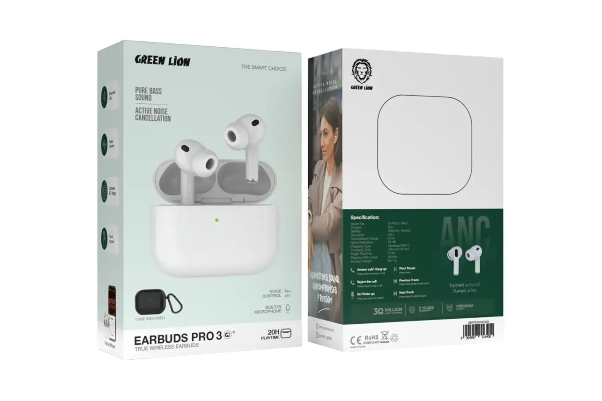 جعبه ایرباد بی سیم گرین لاین Green Lion Earbuds Pro 3 G1 Plus