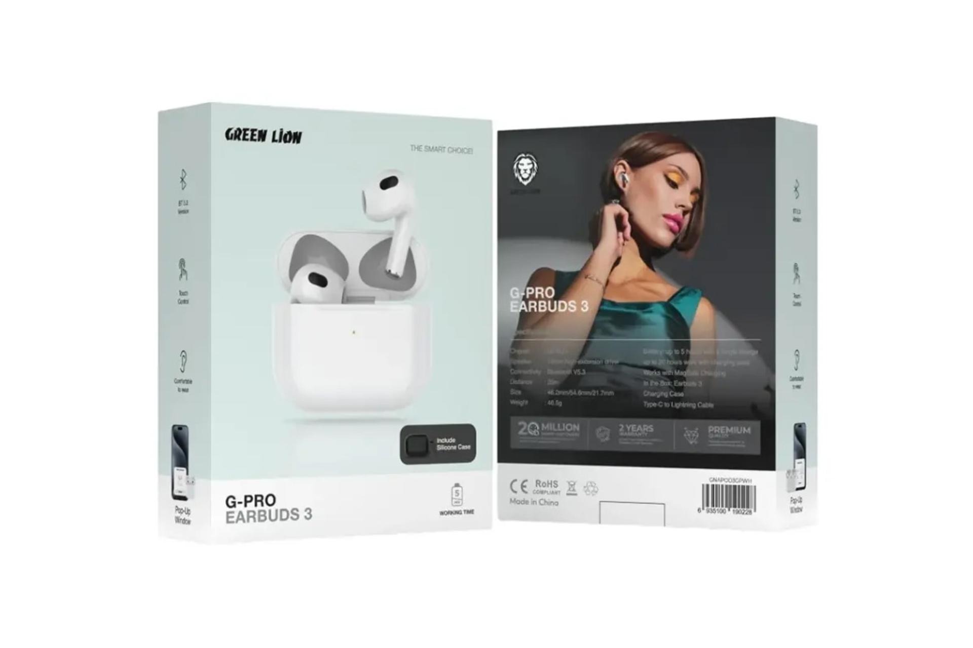 جعبه ایرباد بی سیم گرین لاین Green Lion G-Pro Earbuds 3