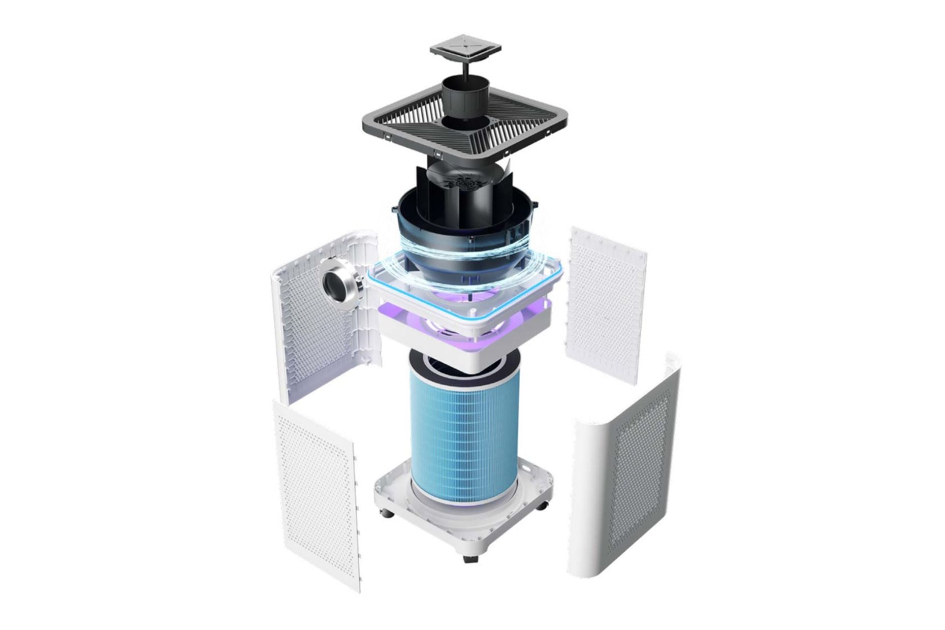 نمای داخل دستگاه تصفیه هوا گرین لیون Intelligent Air Purifier Pro GNINTAIRPROWH