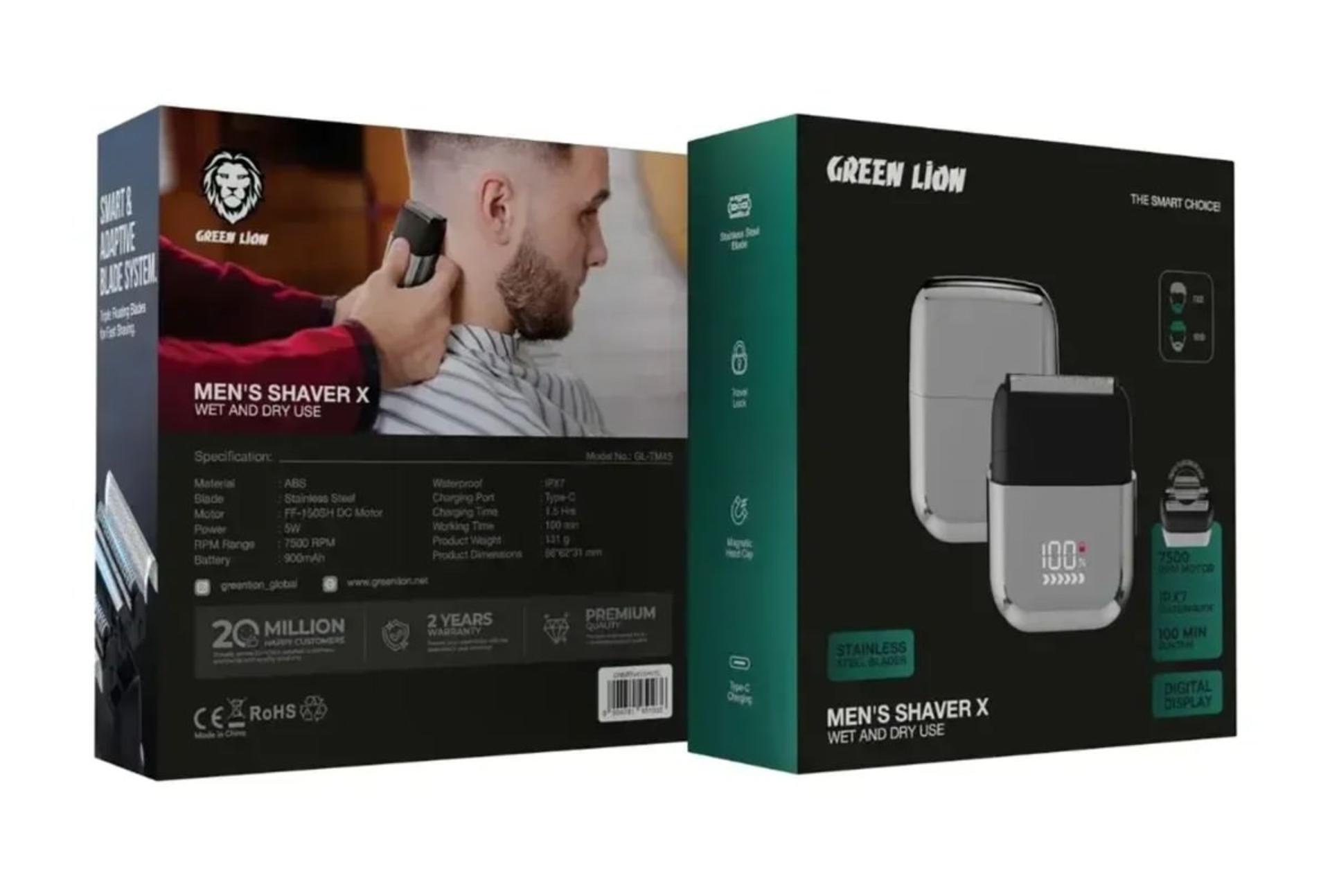 ماشین اصلاح گرین لاین Green Lion Men's Shaver X Wet and Dry نمای بسته بندی