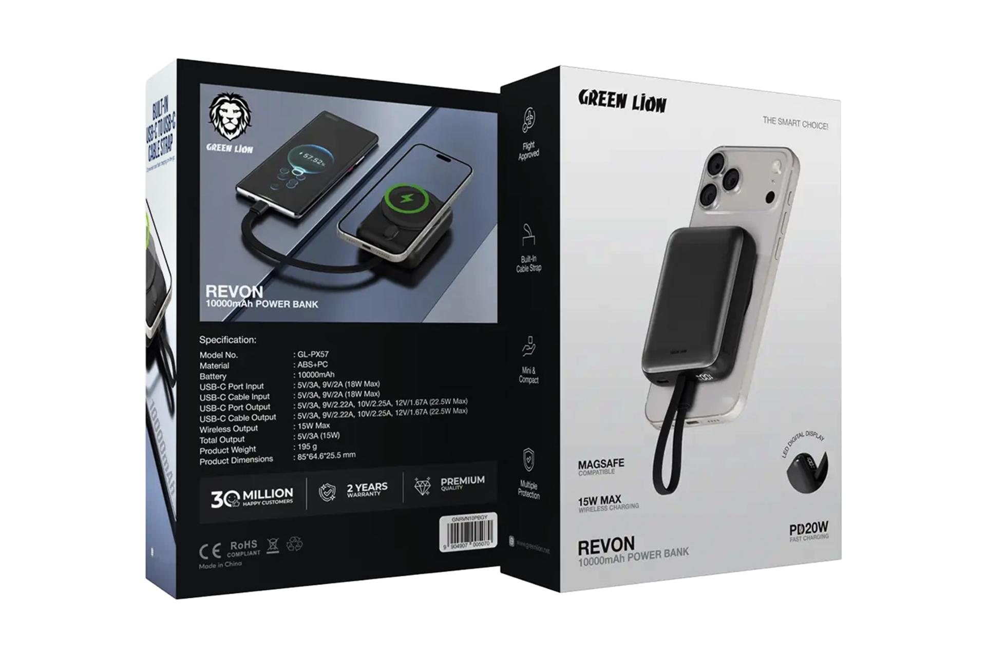 جعبه پاور بانک گرین لاین Green Lion Revon 10000mAh