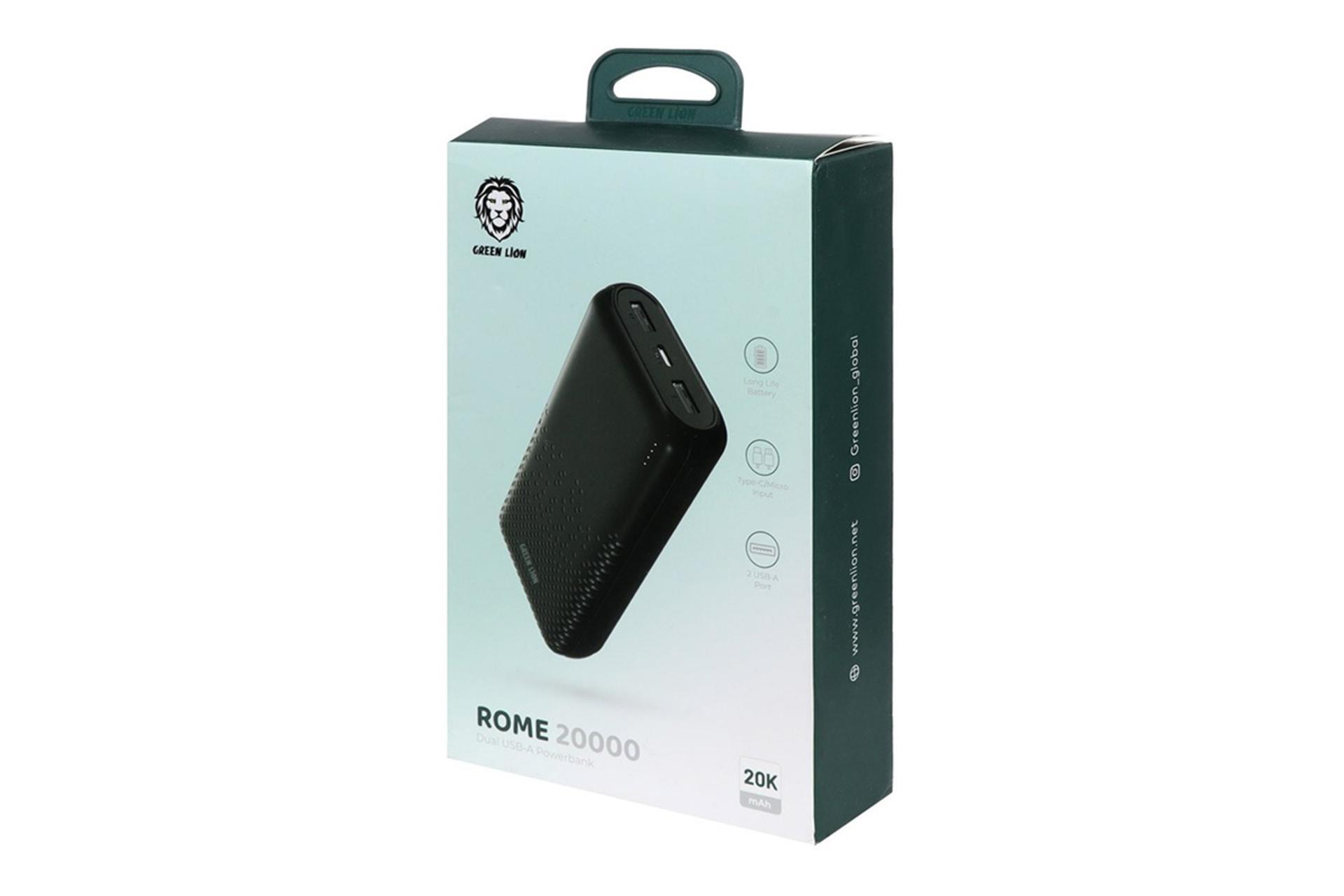 جعبه پاور بانک گرین لیون Green Lion Rome Ultra Slim 20000mAh