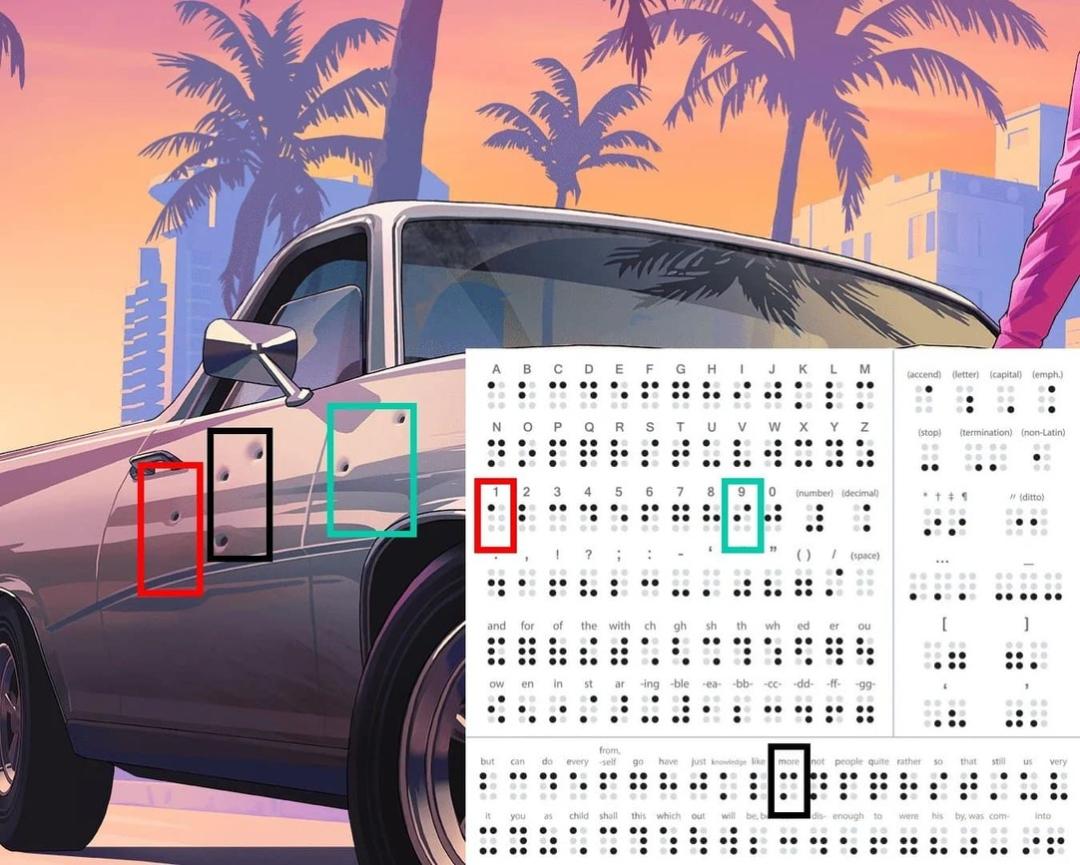 االفبای بریل بر روی پوستر بازی GTA 6 برای پیدا کردن تاریخ تریلر بعدی بازی