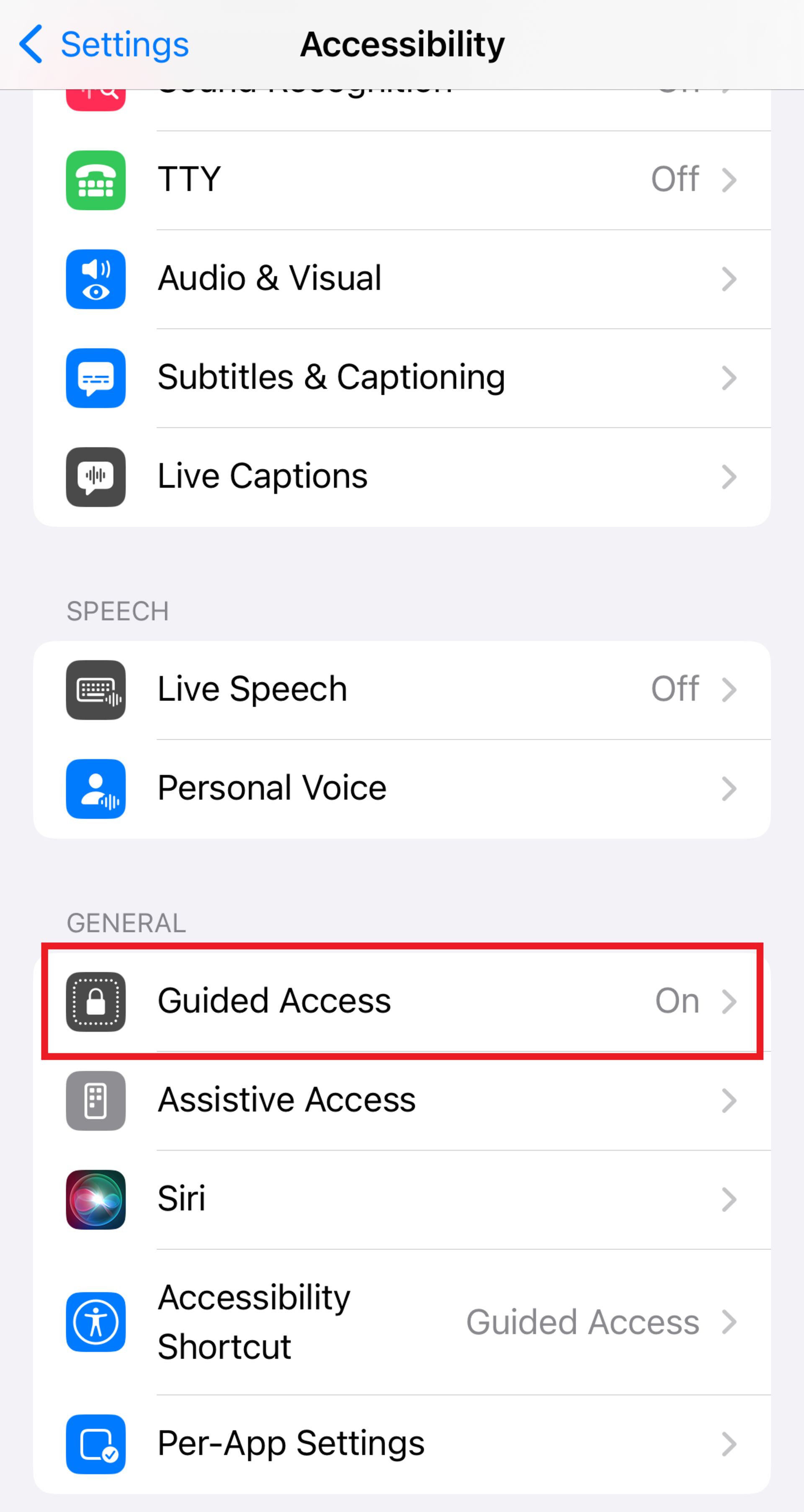 تنظیمات guided access در گوشی آیفون