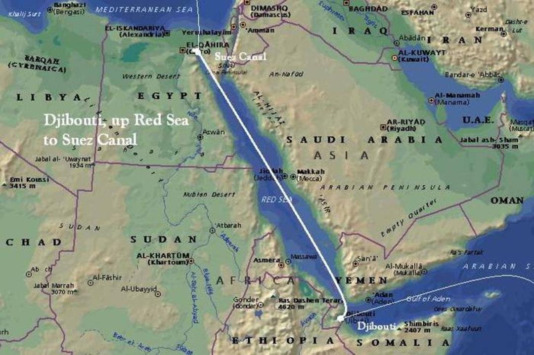 خلیج سوئز روی نقشه