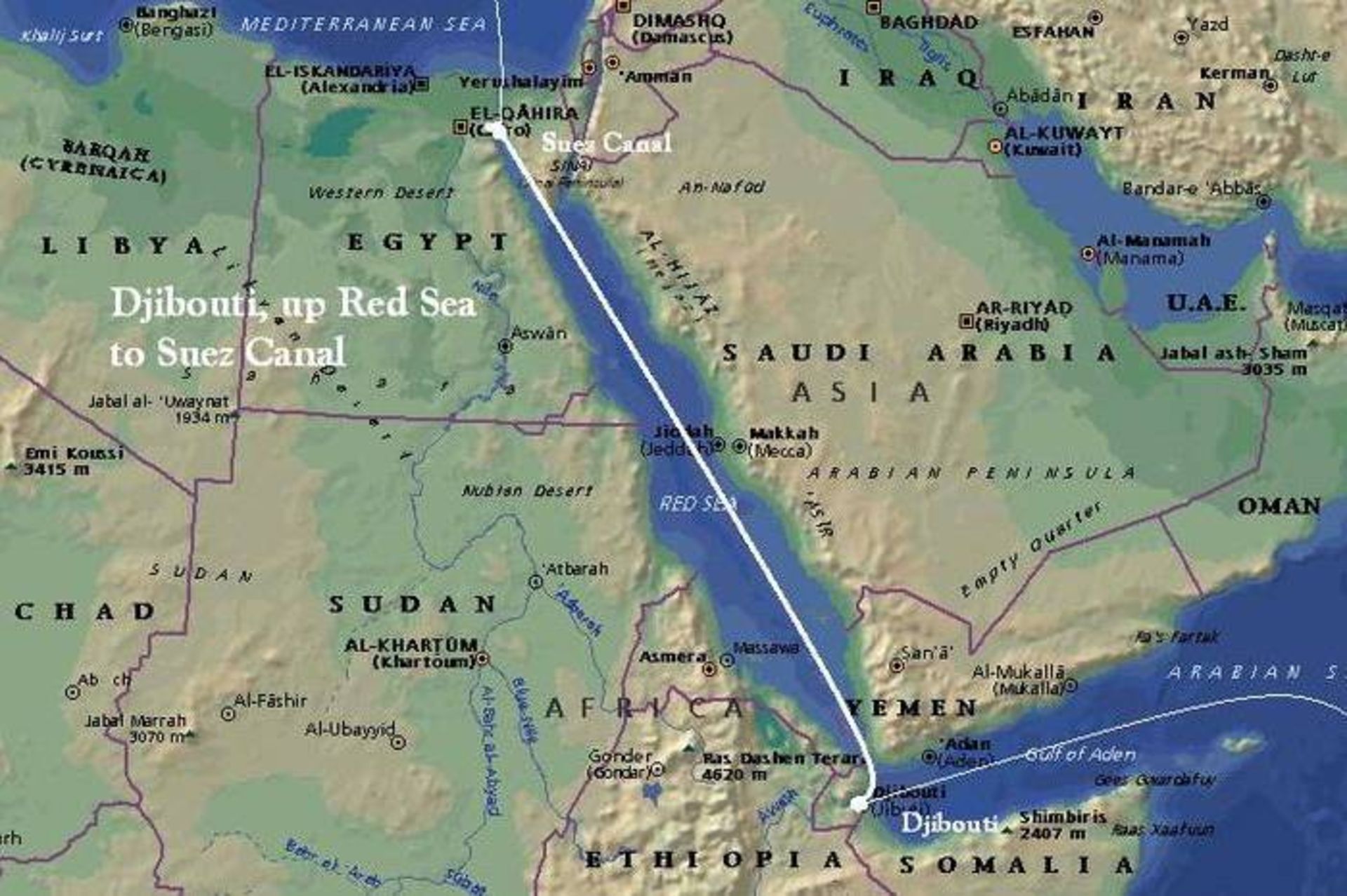 خلیج سوئز روی نقشه