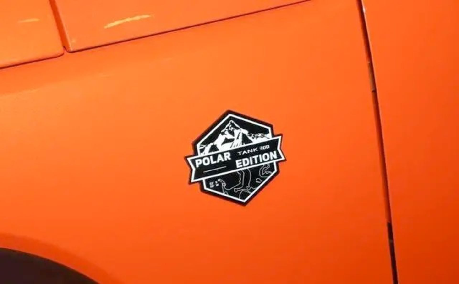 لوگو حکاکی‌شده روی بدنه خودرو تانک ۳۰۰ پولار ادیشن نمای نزدیک