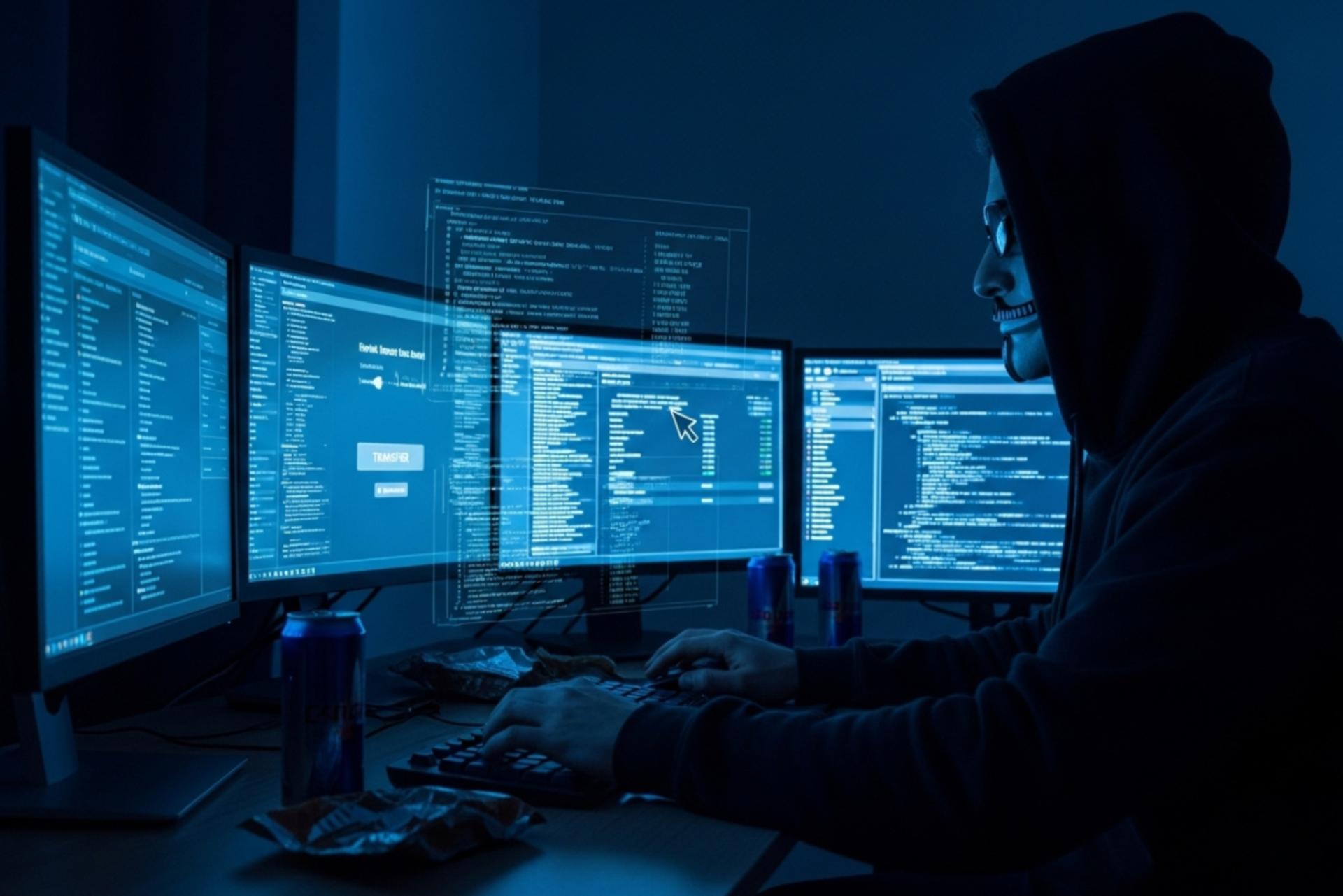 تصویر هکر در حال انجام کلاهبرداری اینترنتی